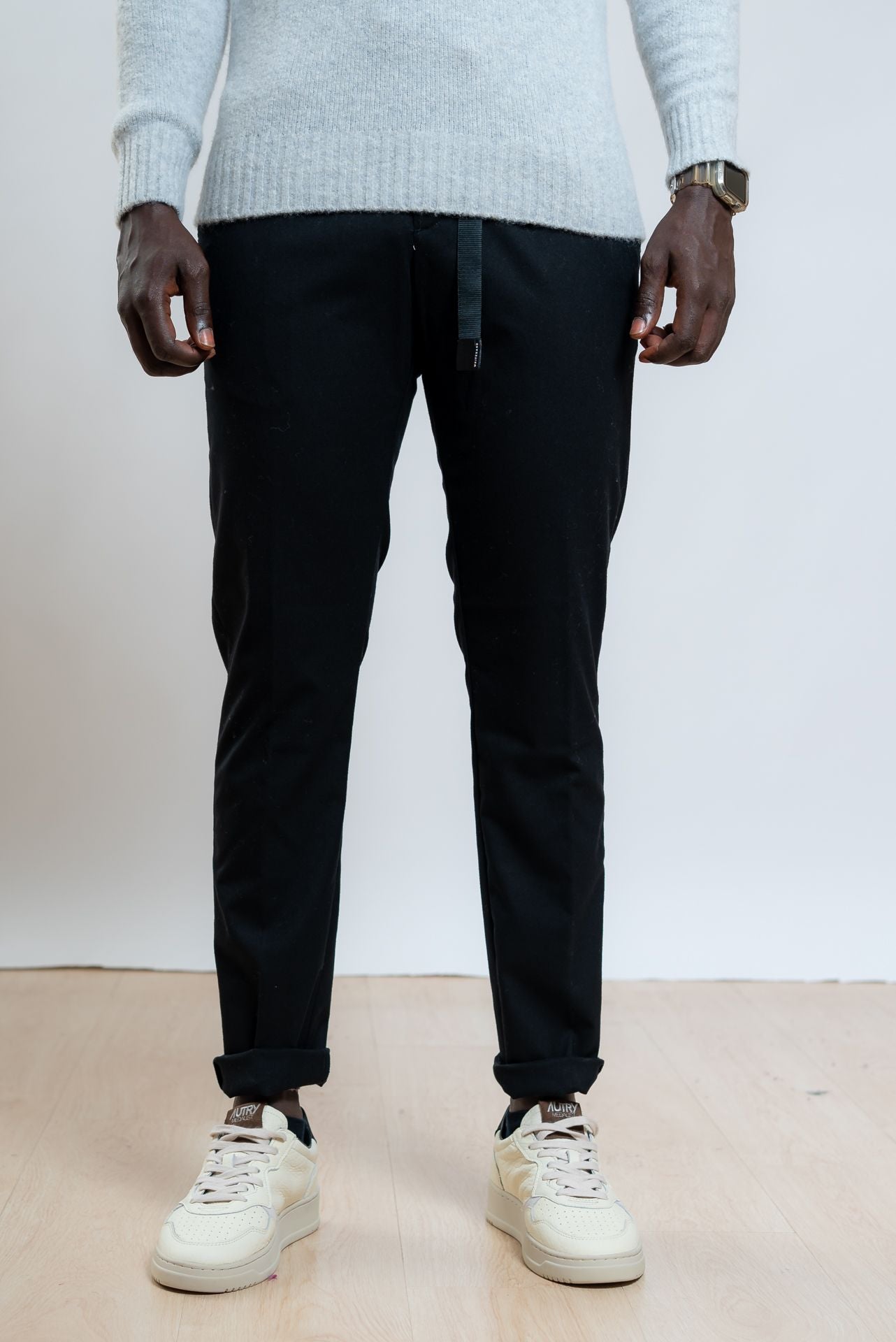 Pantalone Robert Nero Effetto Lana