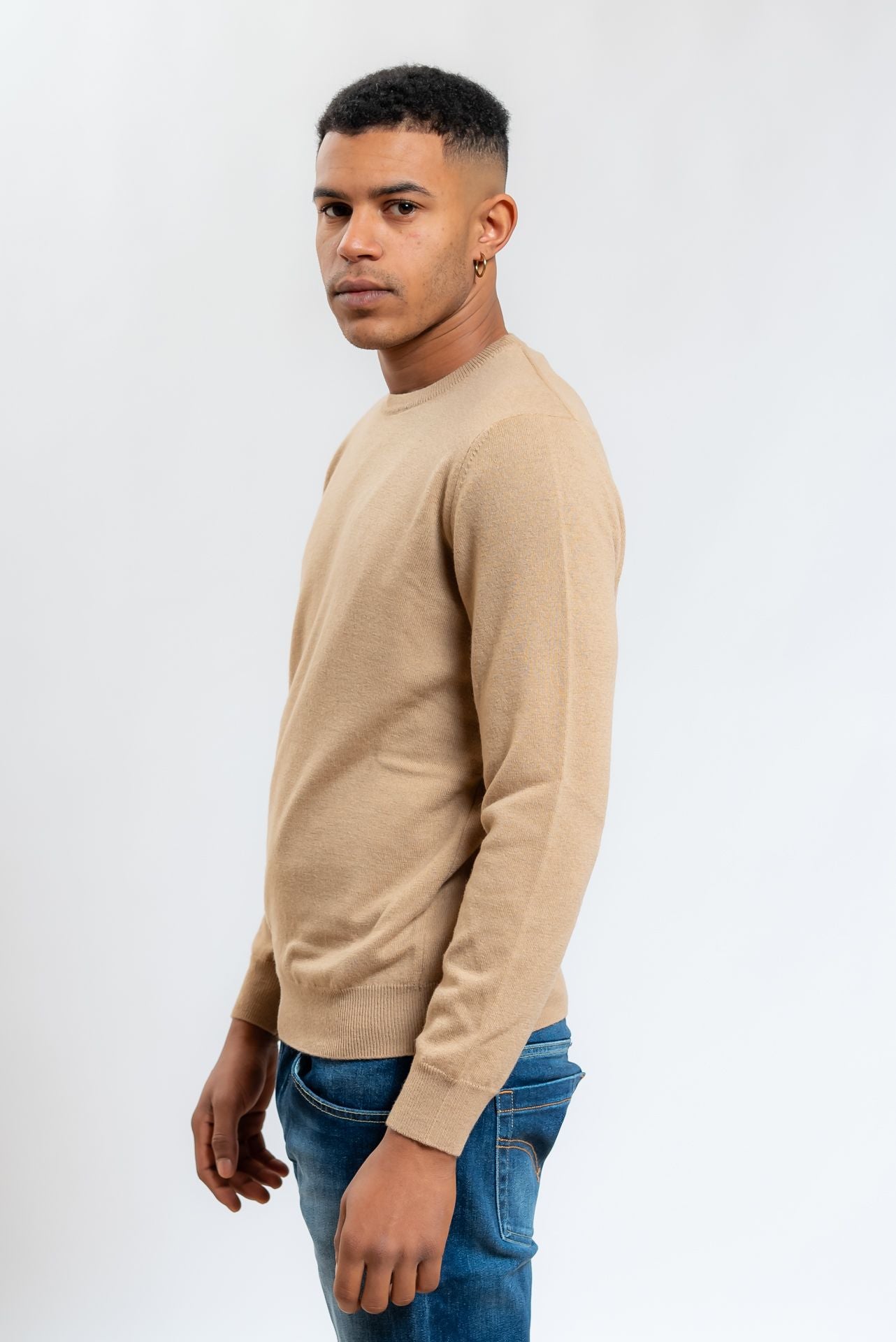 Maglia Beige a Girocollo in Lana