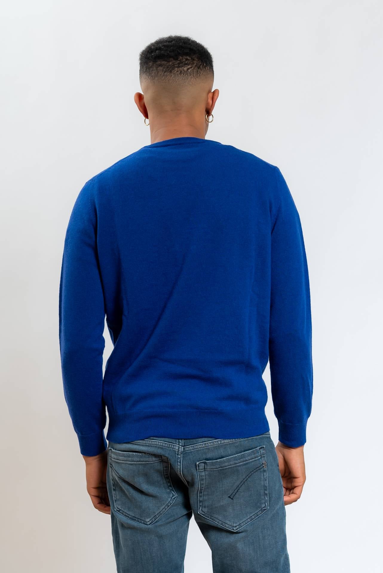 Maglia Blu Royal a Girocollo in Lana