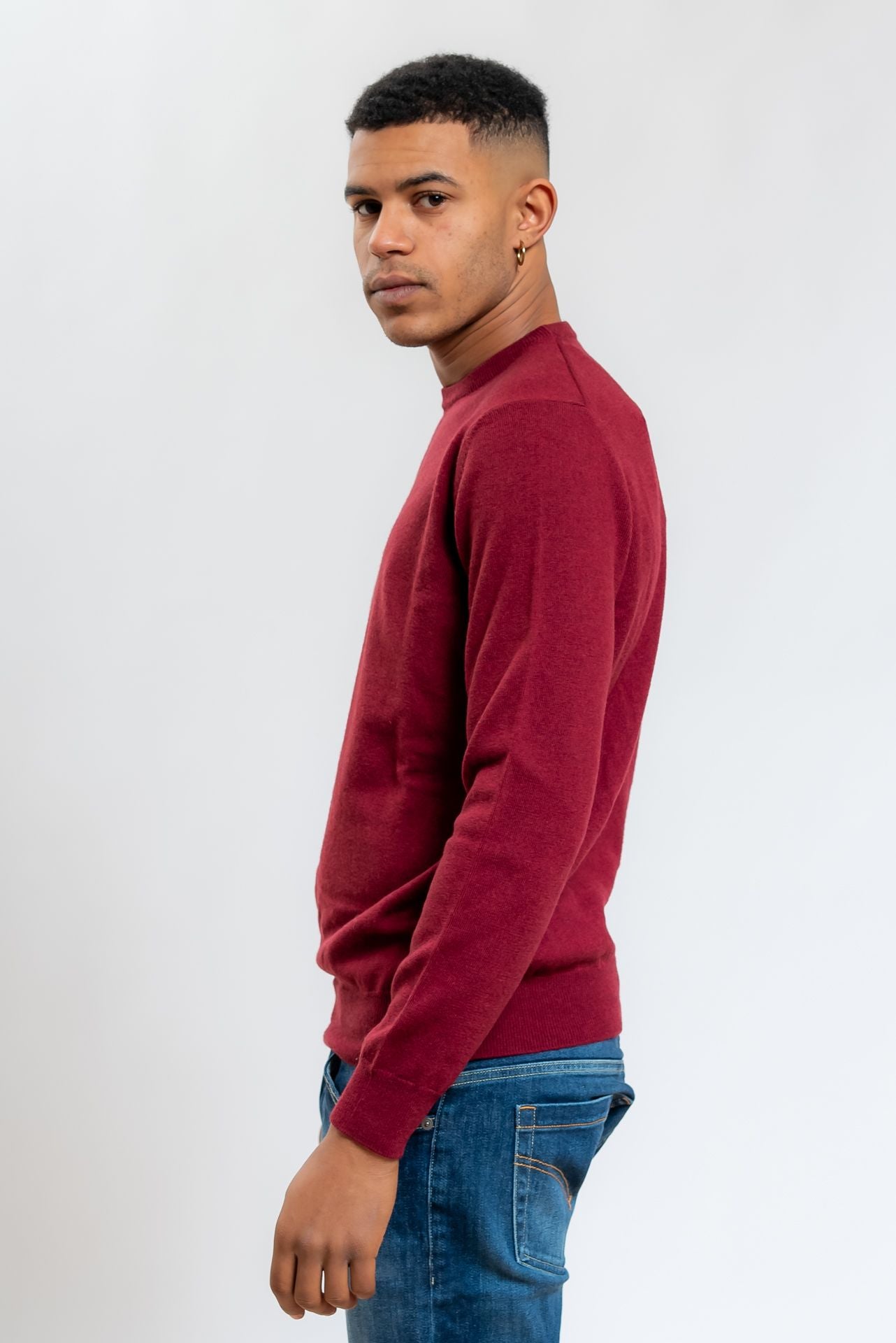 Maglia Bordeaux a Girocollo in Lana