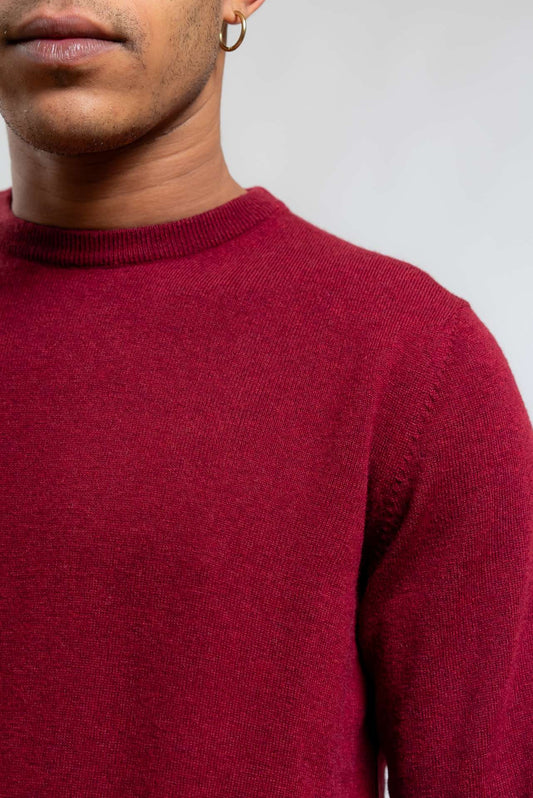 Maglia Bordeaux a Girocollo in Lana
