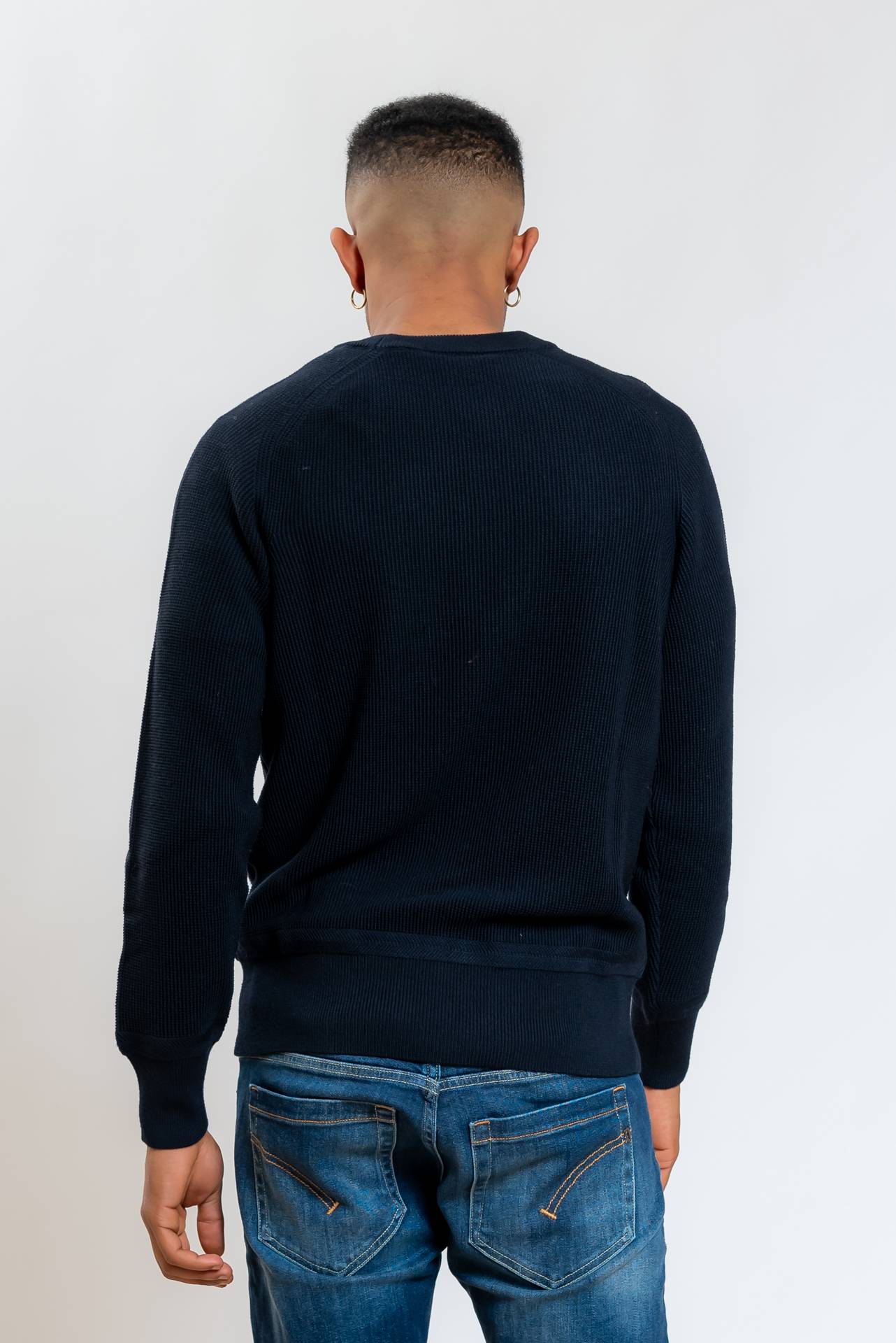 Maglia Blu a Girocollo in Lana Lavorata