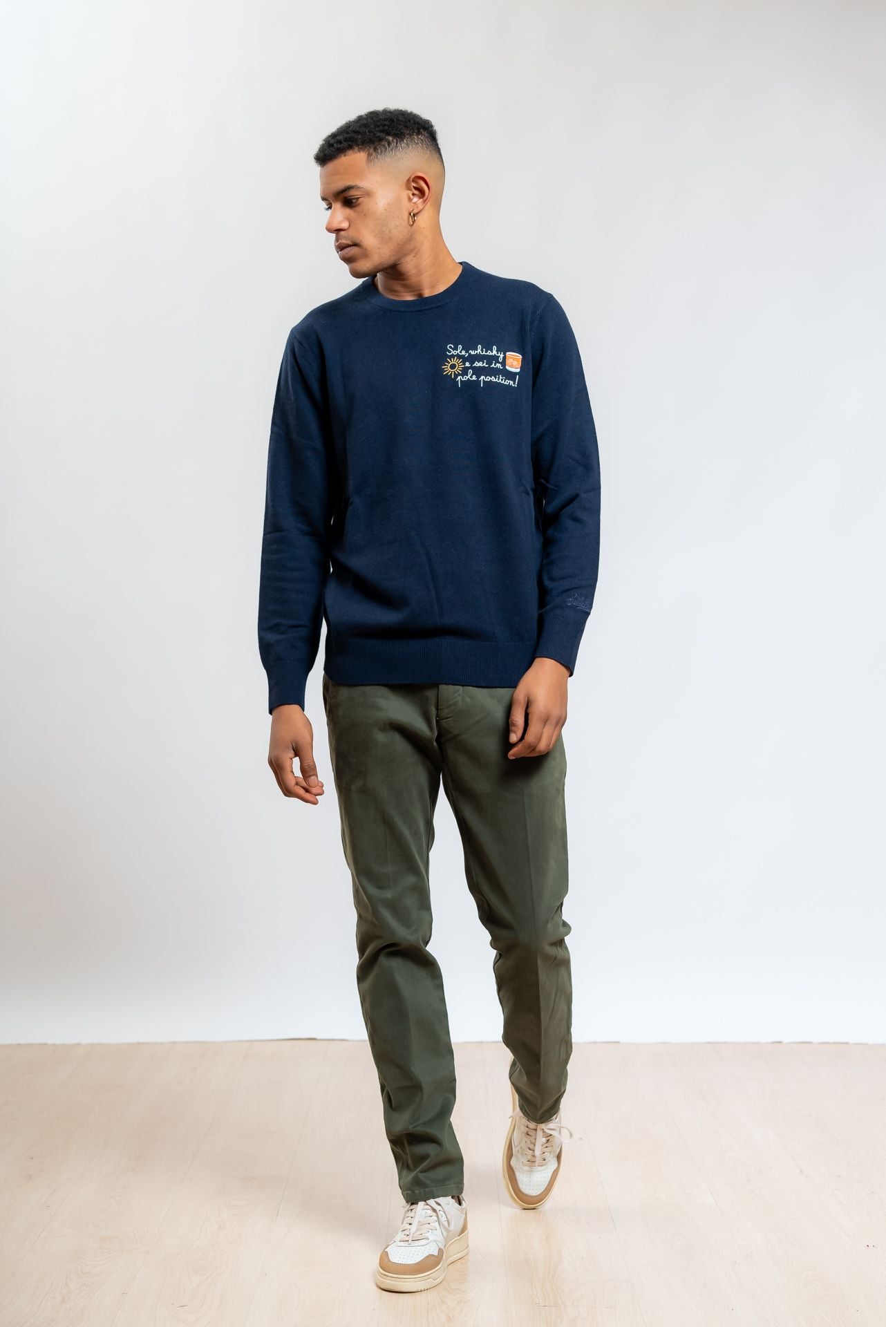 Pantalone Chino New Rolf In Gabardina Verde