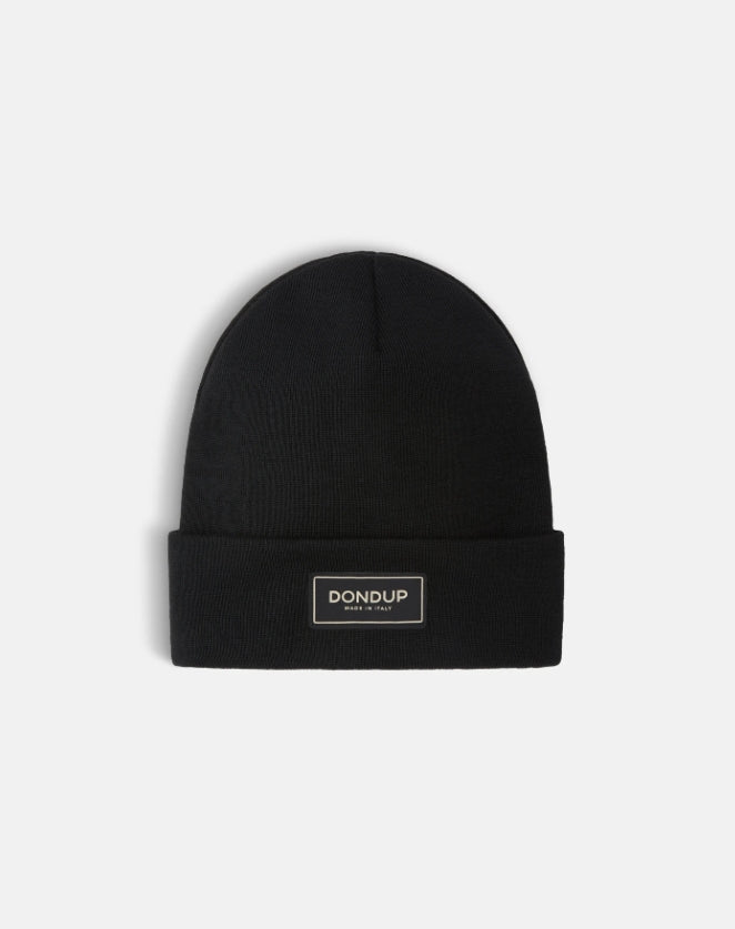 Cappello Nero in Lana Tecnica con Logo