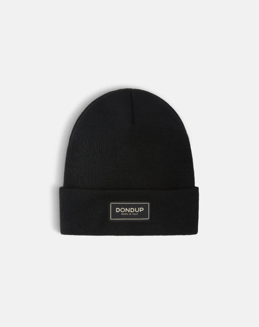 Cappello Nero in Lana Tecnica con Logo