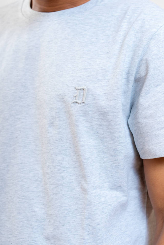 Dondup uomo t-shirt di cotone grigio con logo ricamato sul petto, dettaglio