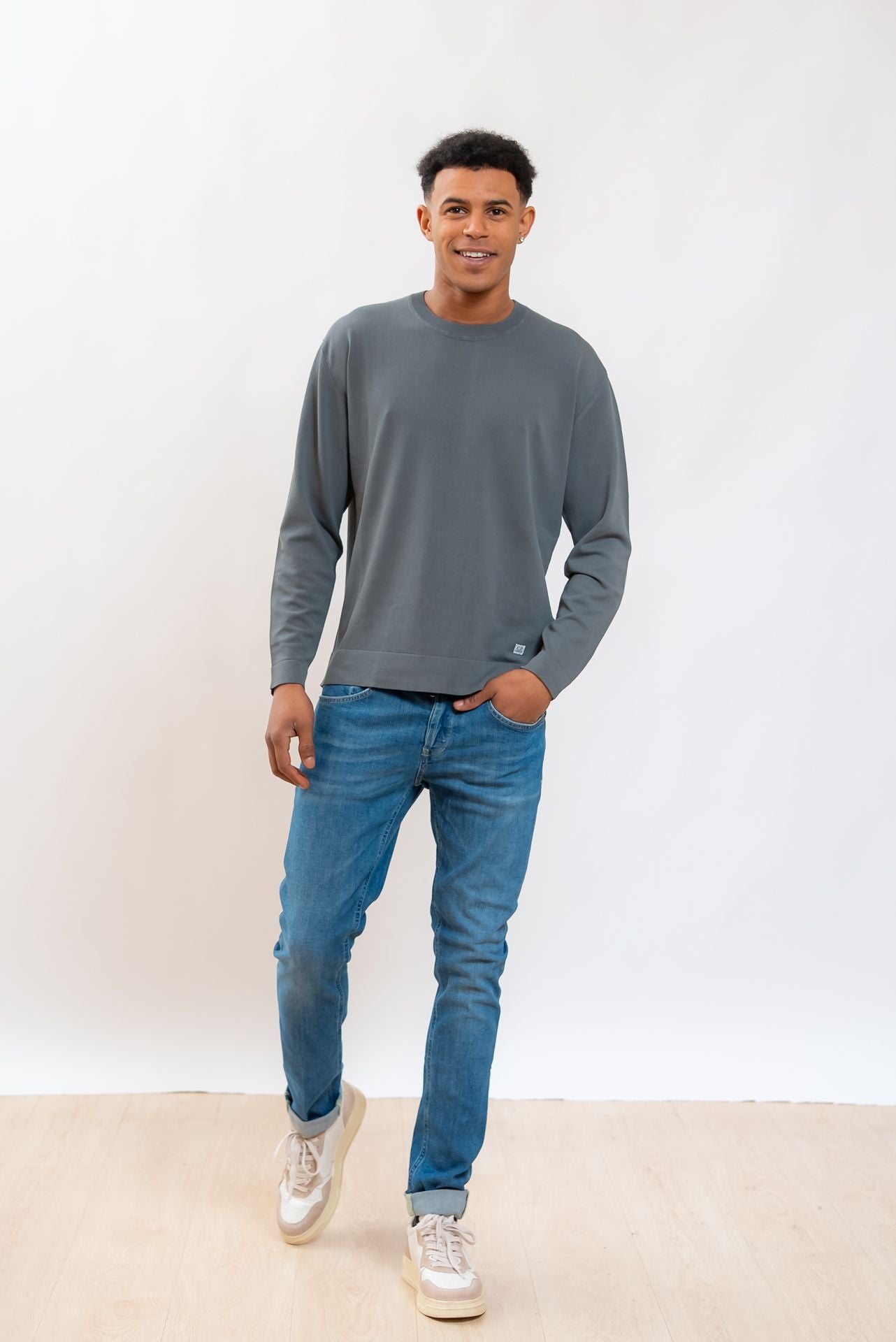 CP Company uomo Maglia in Crepe di Cotone Grigio, intero
