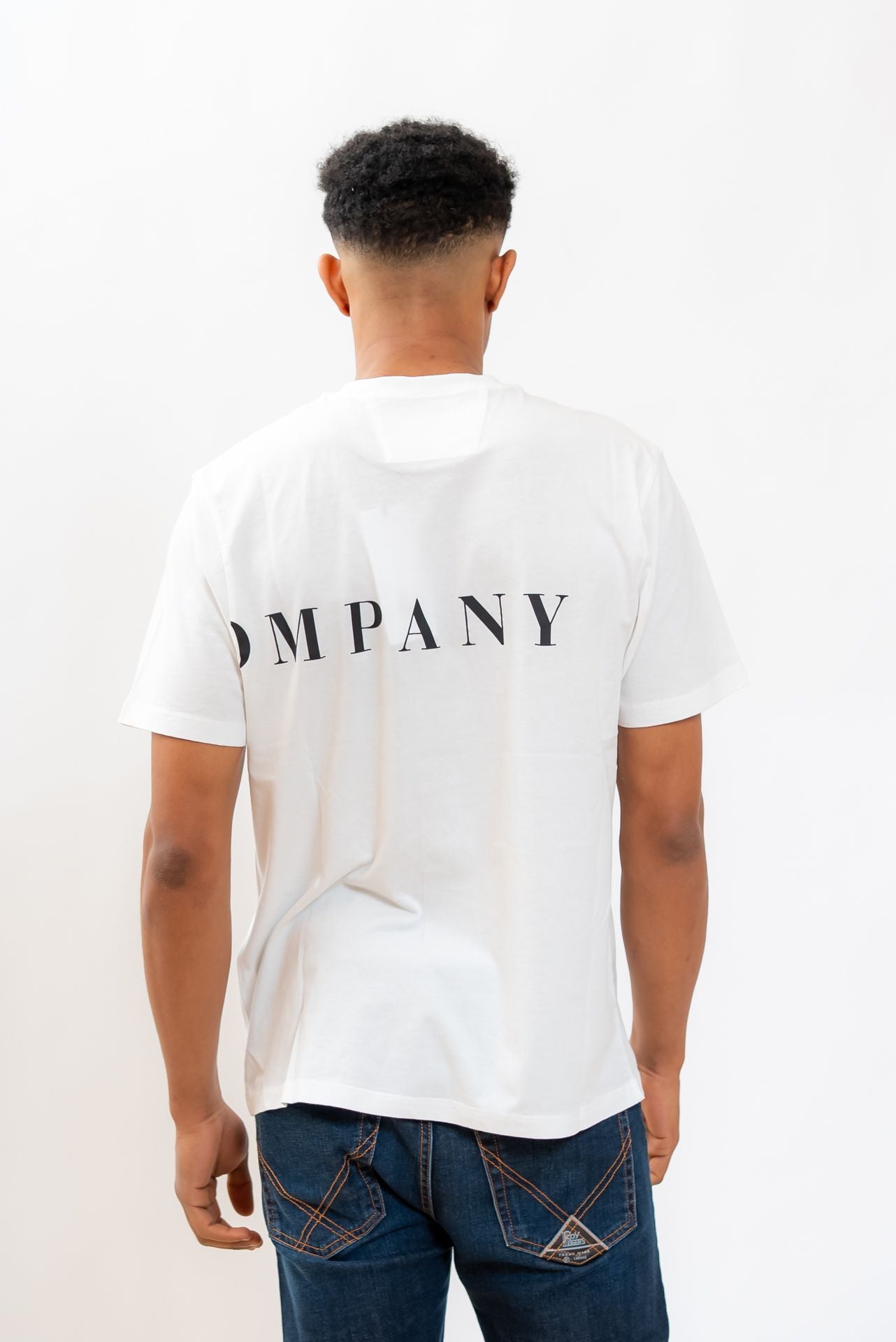 CP Company uomo T-shirt Bianca in Cotone 30/1 con Logo sul davanti e sul retro, retro