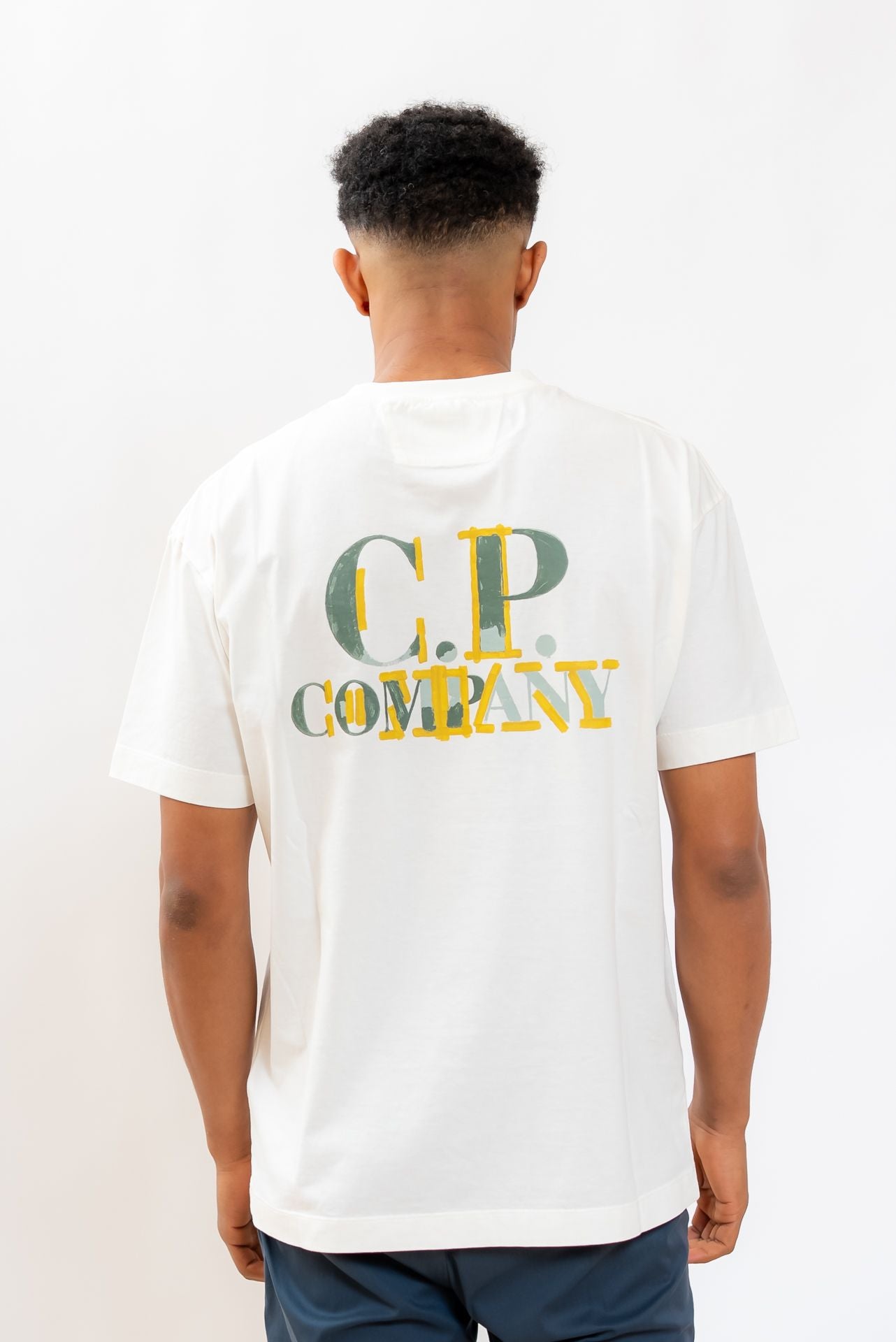 CP Company uomo T-shirt Bianca in Cotone con logo sul davanti e sul retro, retro