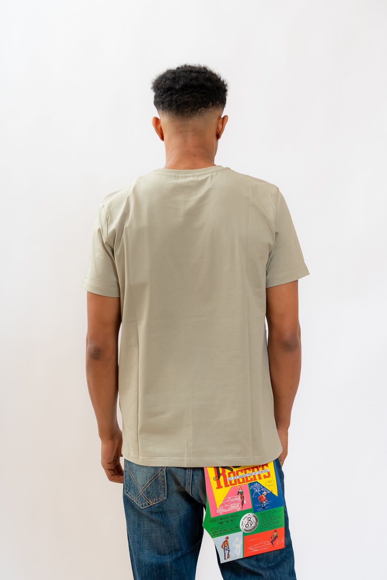 Dondup uomo T-shirt Verde Chiaro in Cotone con Logo stampato sul fianco, retro