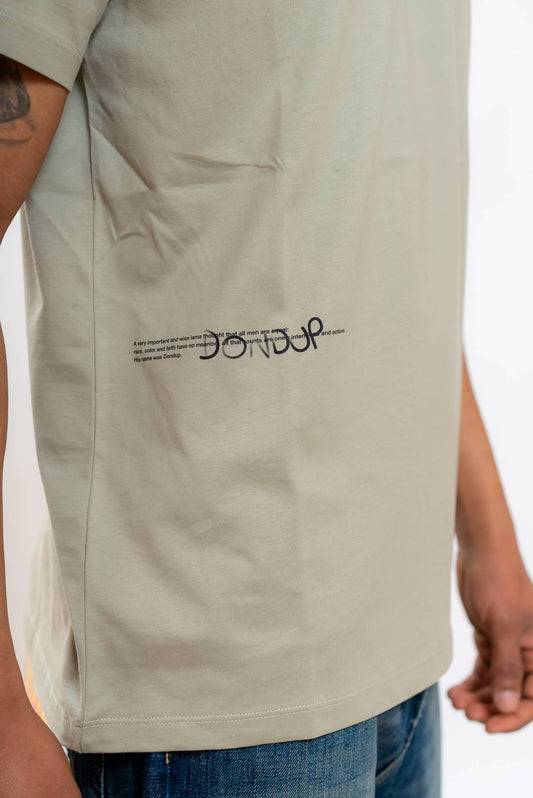 Dondup uomo T-shirt Verde Chiaro in Cotone con Logo stampato sul fianco, dettaglio