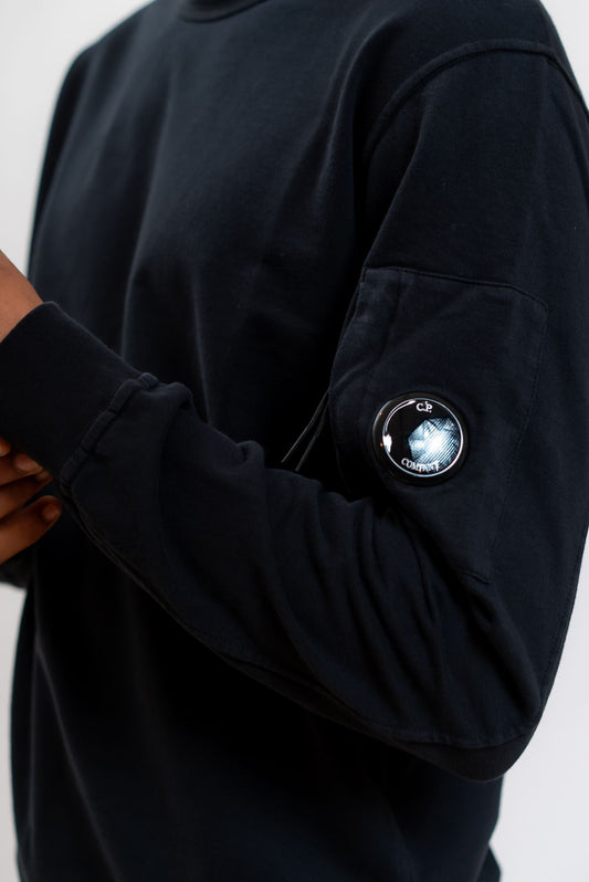 CP Company uomo Felpa Light Fleece a Girocollo Nero, dettaglio