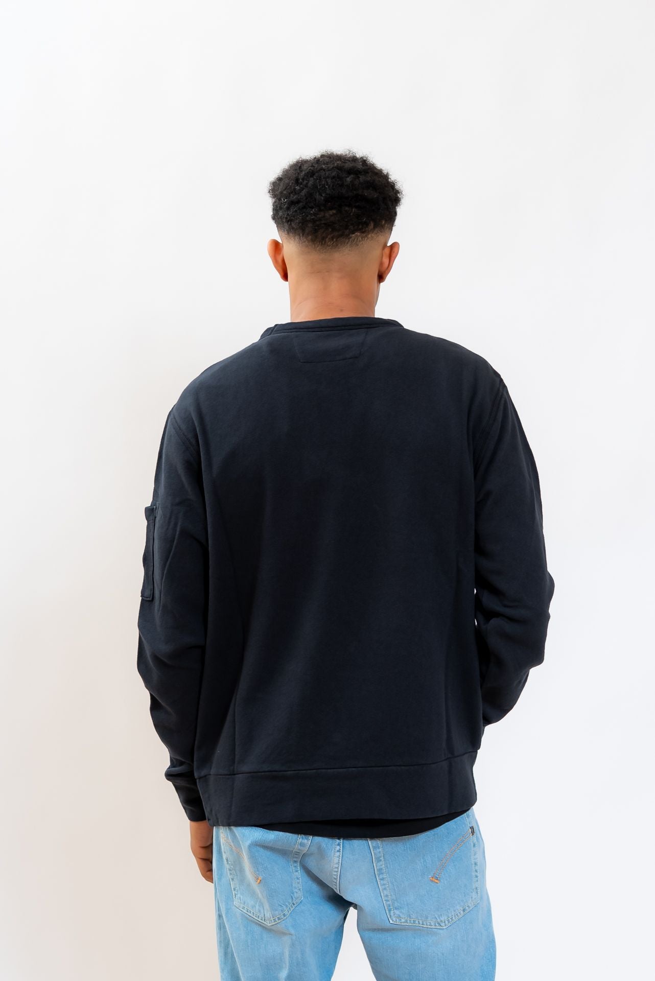 CP Company uomo Felpa Malfilé Fleece in Cotone Blu, retro