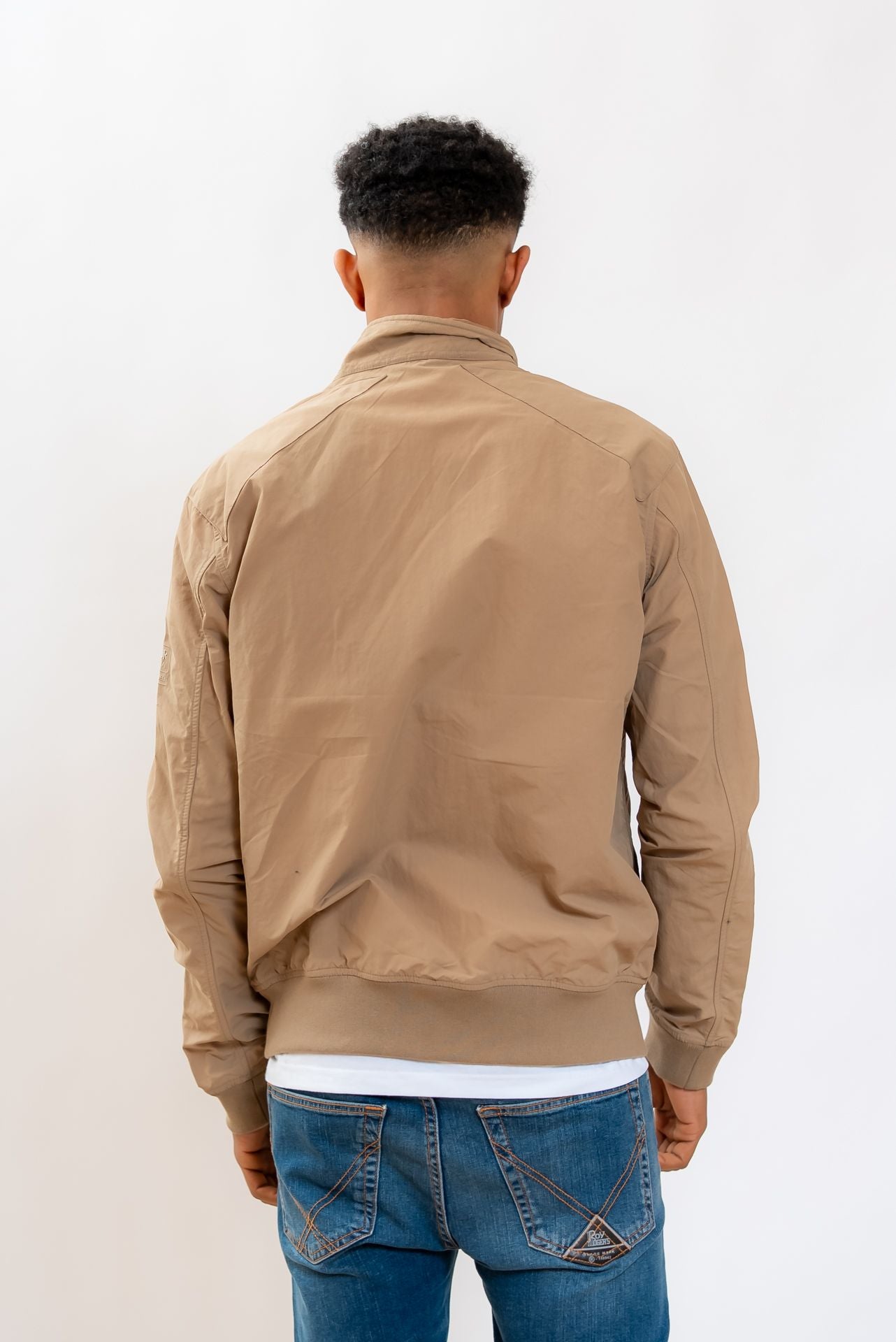 Barbour International uomo Giacca Bomber Harrigton Beige, retro