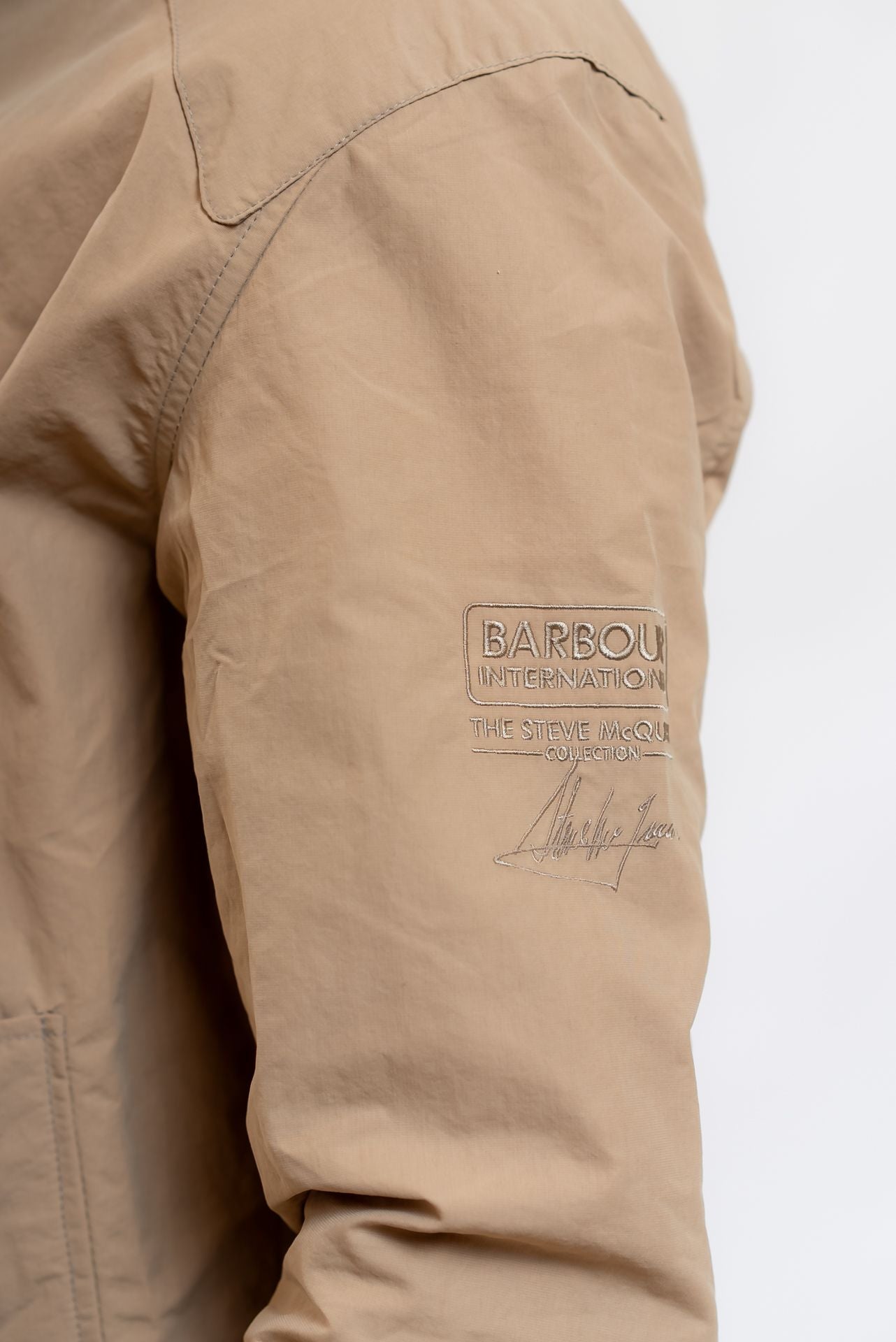 Barbour International uomo Giacca Bomber Harrigton Beige, dettaglio