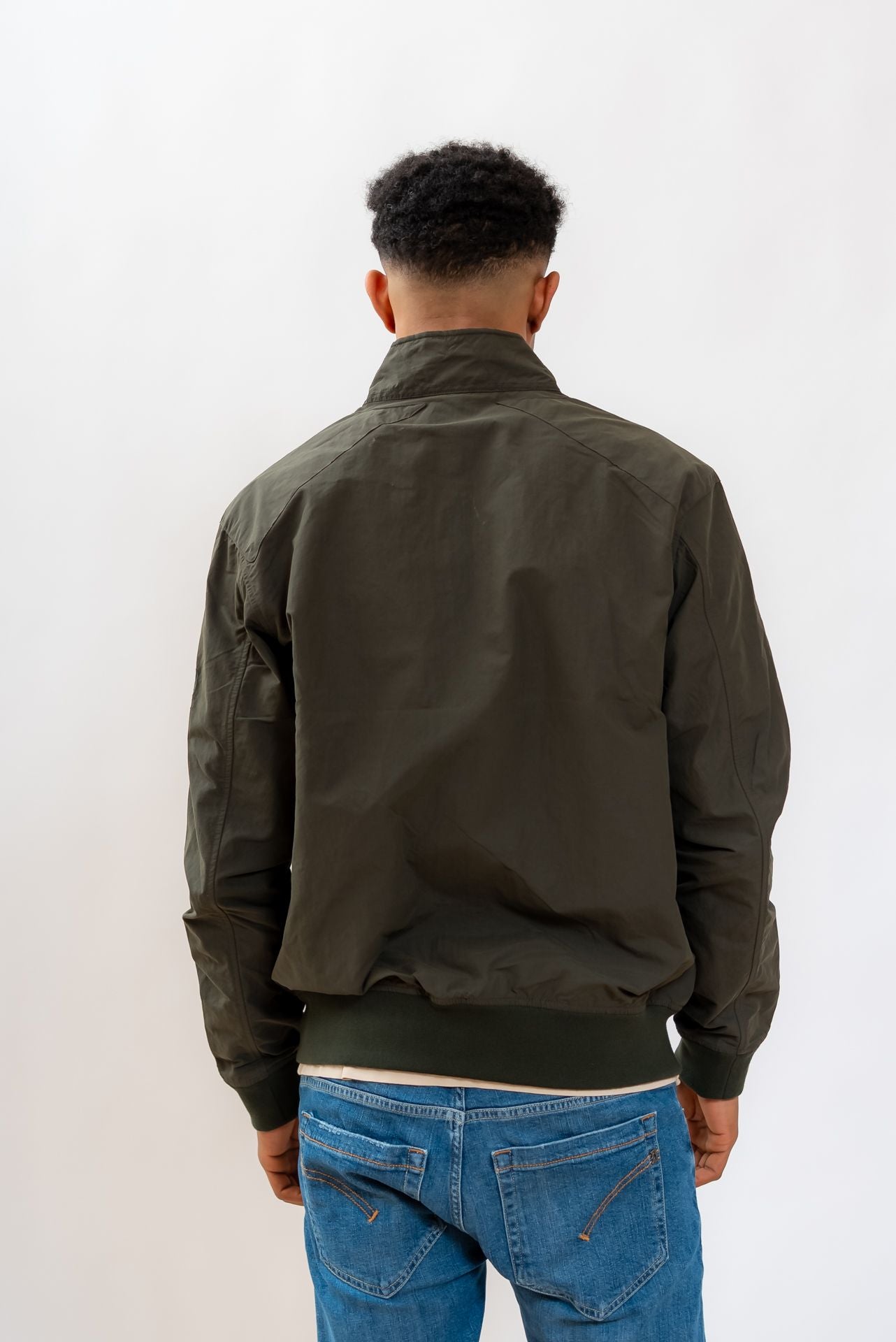 Barbour International uomo Giacca Bomber Harrigton Verde, retro