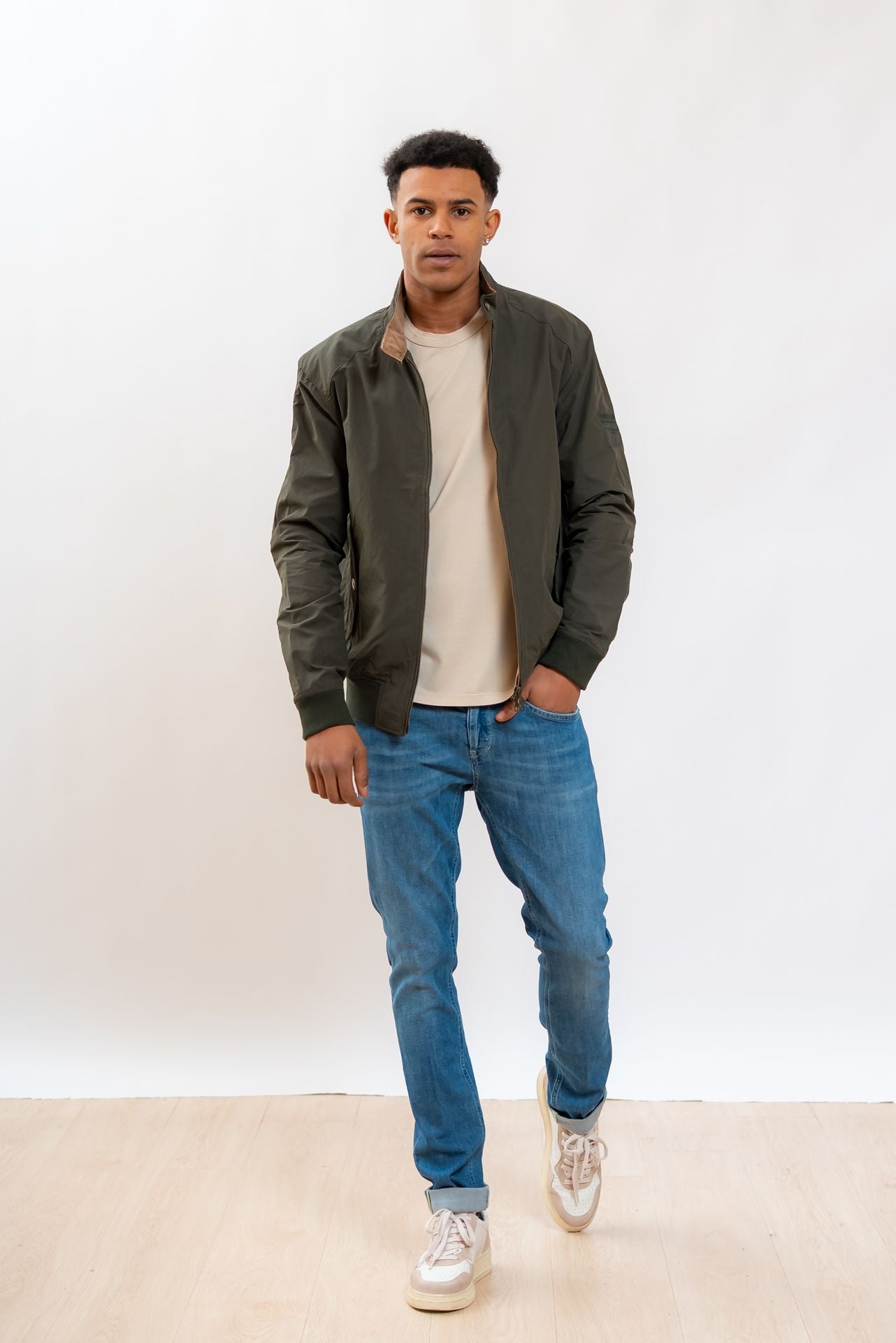 Barbour International uomo Giacca Bomber Harrigton Verde, intero