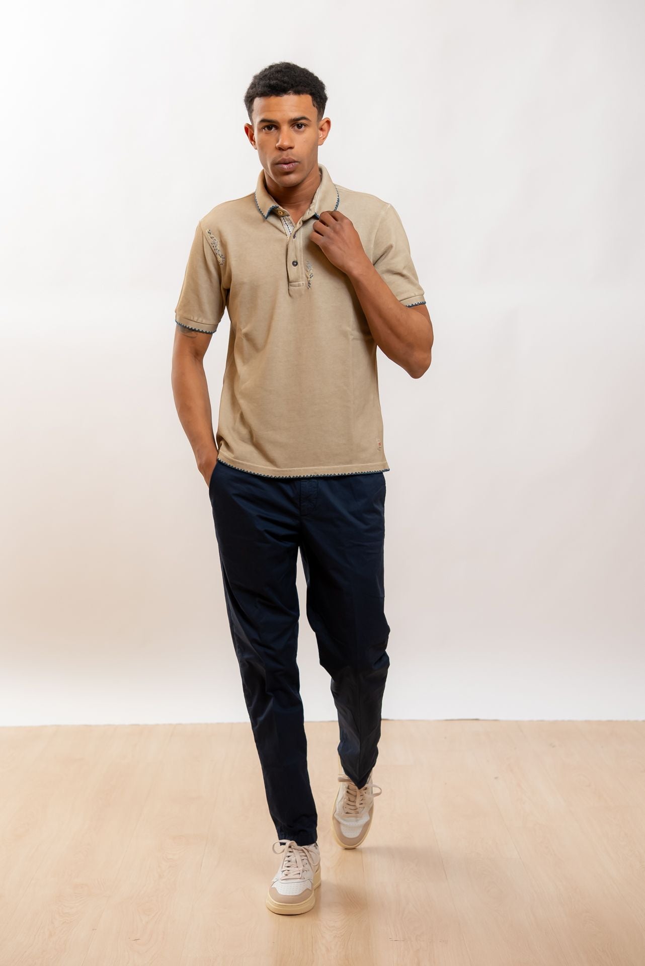Bob Company uomo Polo Ricky in Cotone Beige, intero