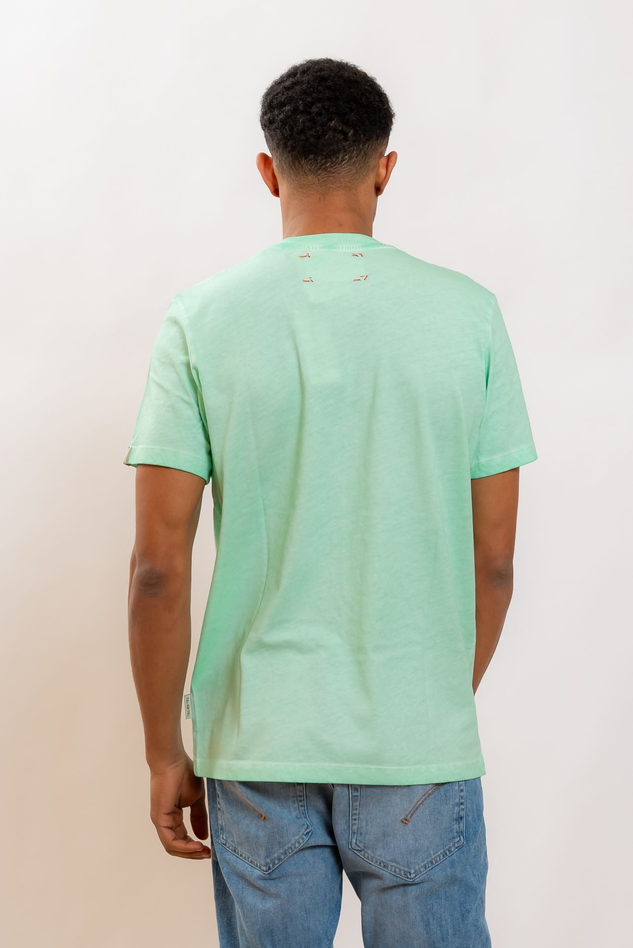 Bob Company T-shirt Even in Cotone Verde Acqua con Ricami, retro