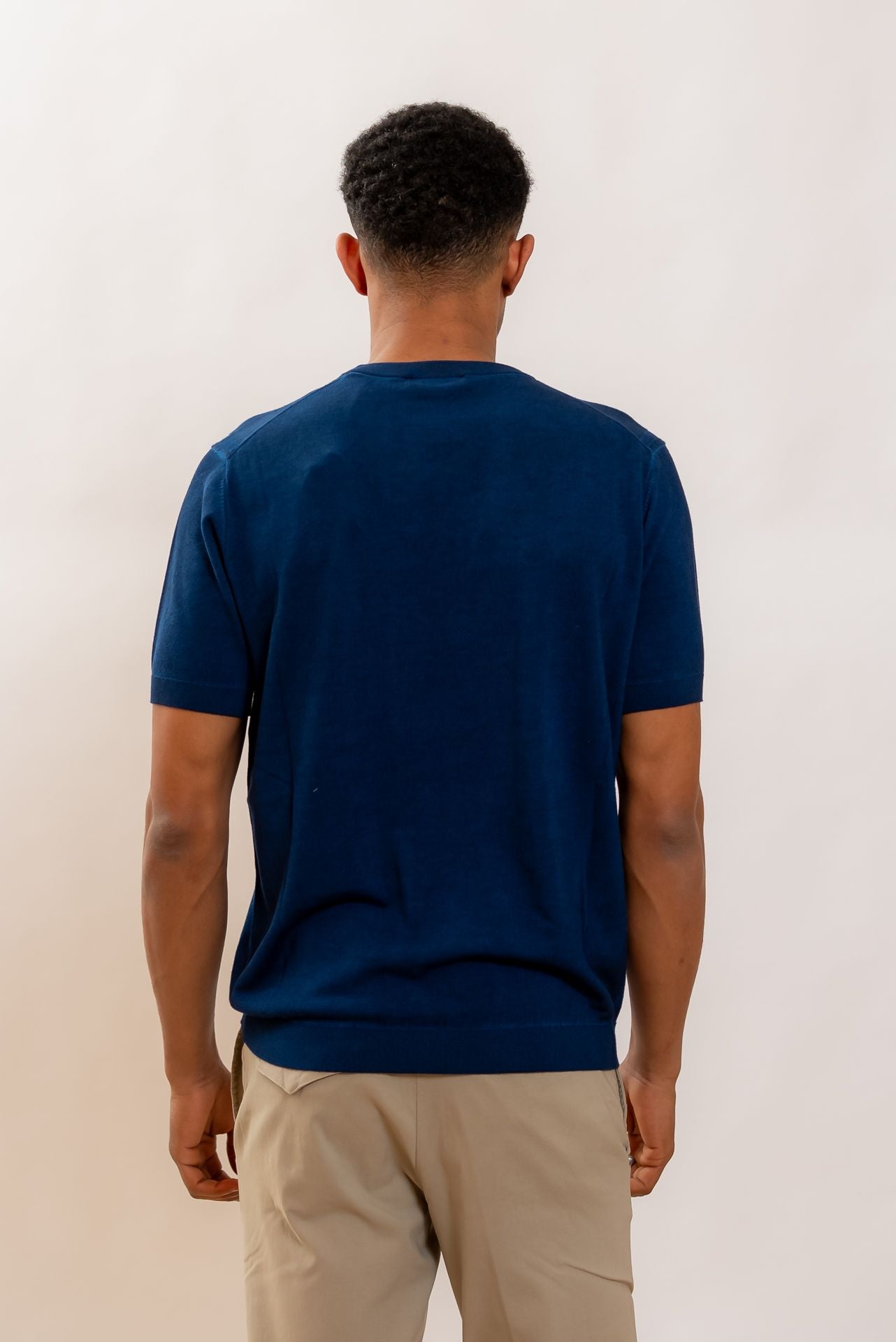 Kangra Cashmere T-shirt in Filo di Cotone Blu, retro