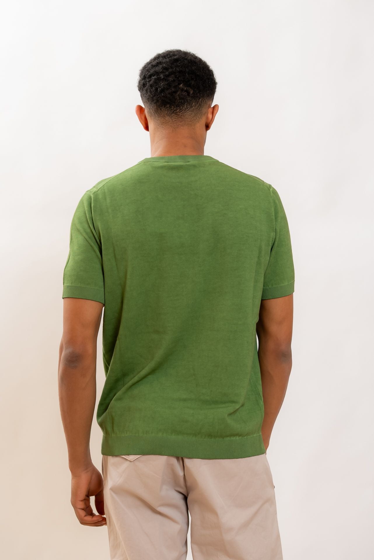 Kangra Cashmere T-shirt in Filo di Cotone Verde, retro