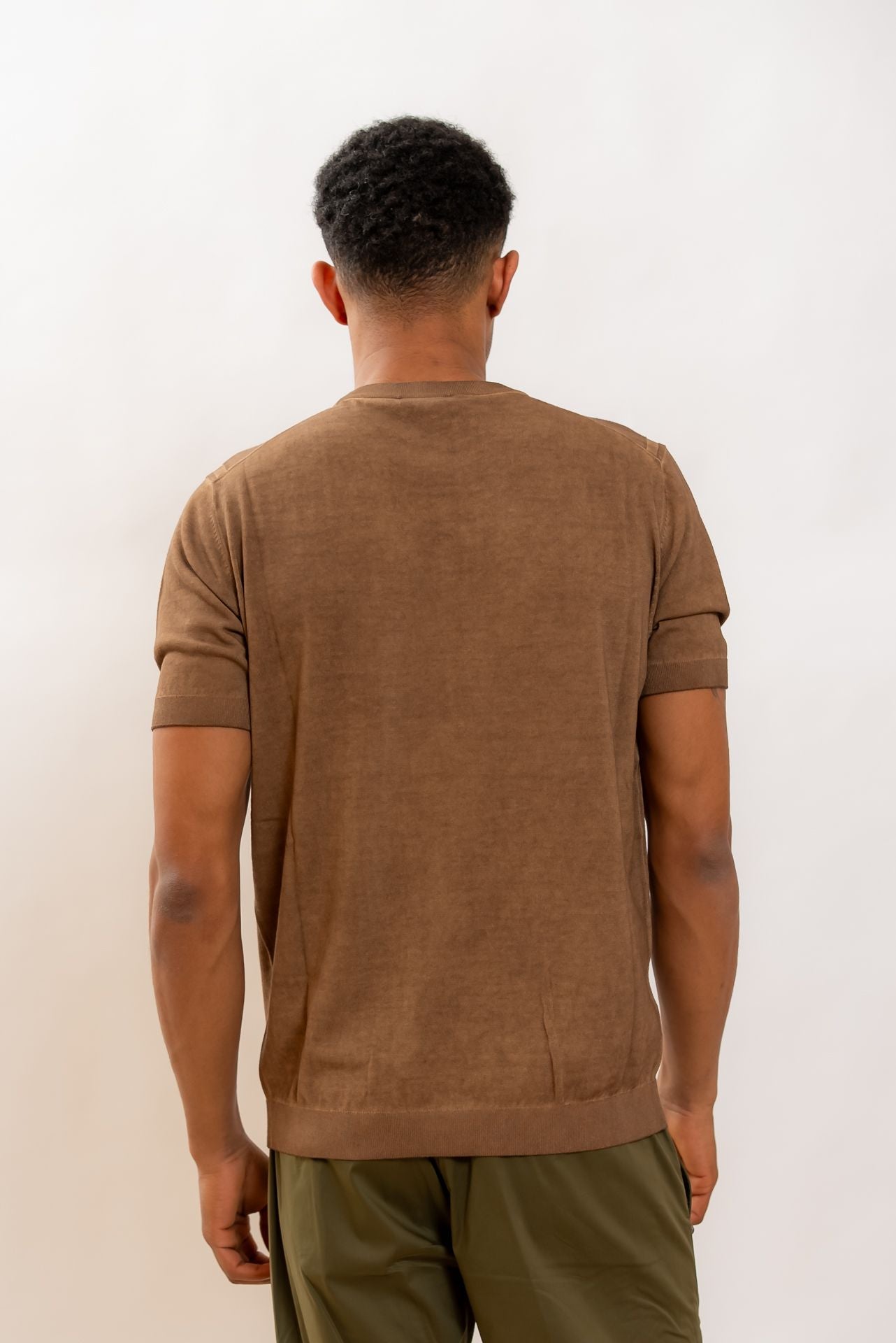 Kangra Cashmere T-shirt in Filo di Cotone Marrone, retro