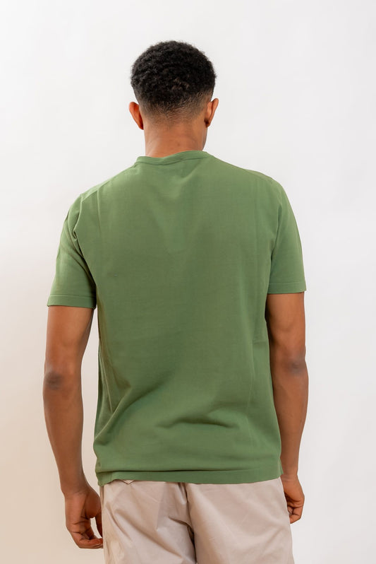 Kangra Cashmere T-shirt a Maniche Corte Verde in Filo di Cotone, retro