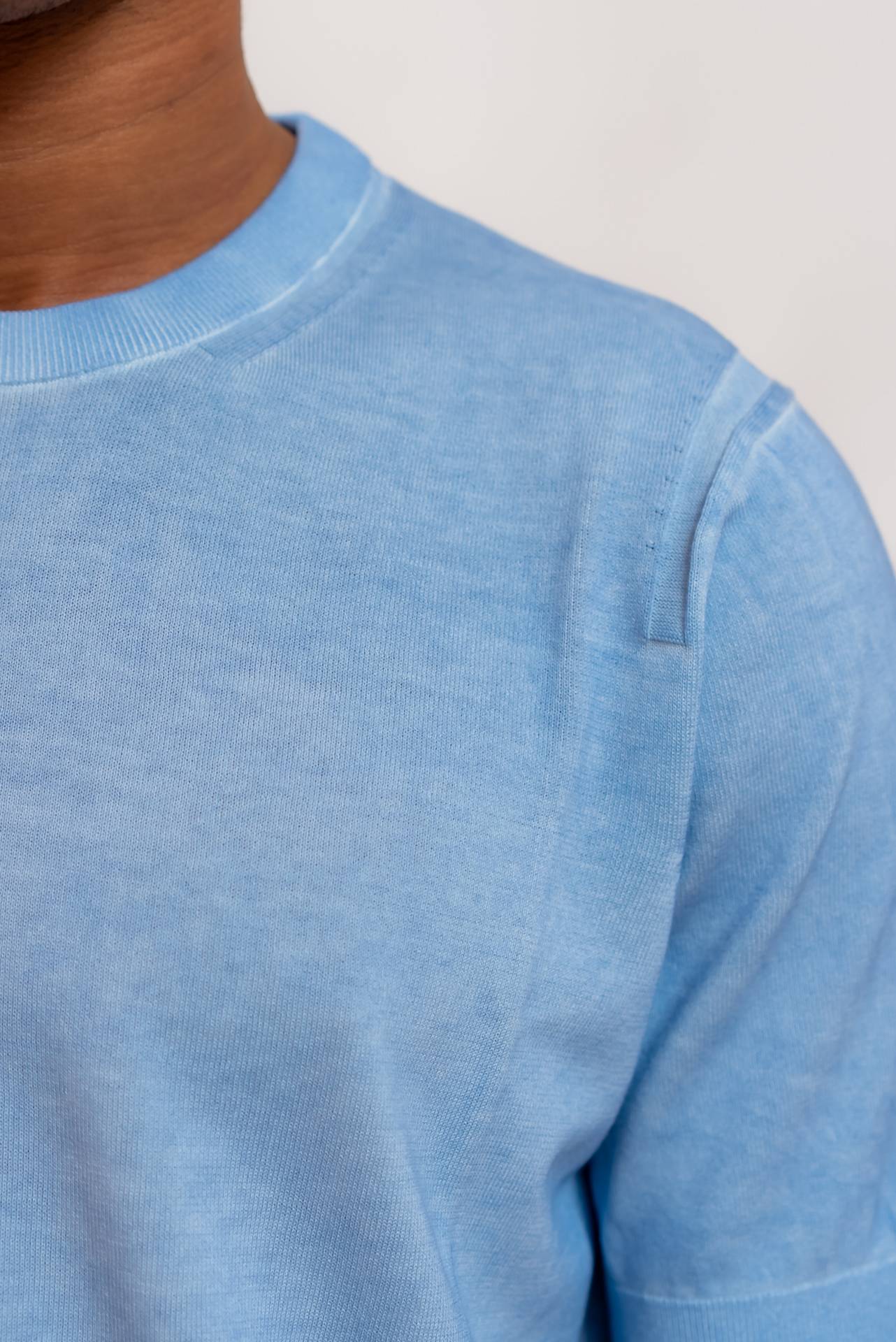 Kangra Cashmere T-shirt in Filo di Cotone Azzurra, dettaglio
