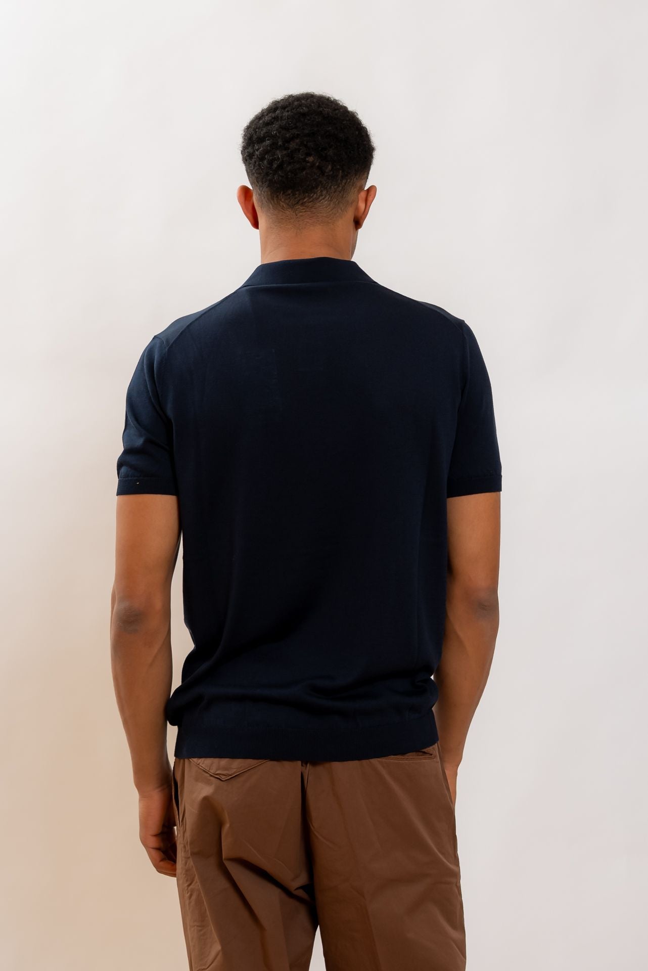 Kangra Cashmere Polo in Seta Blu, retro