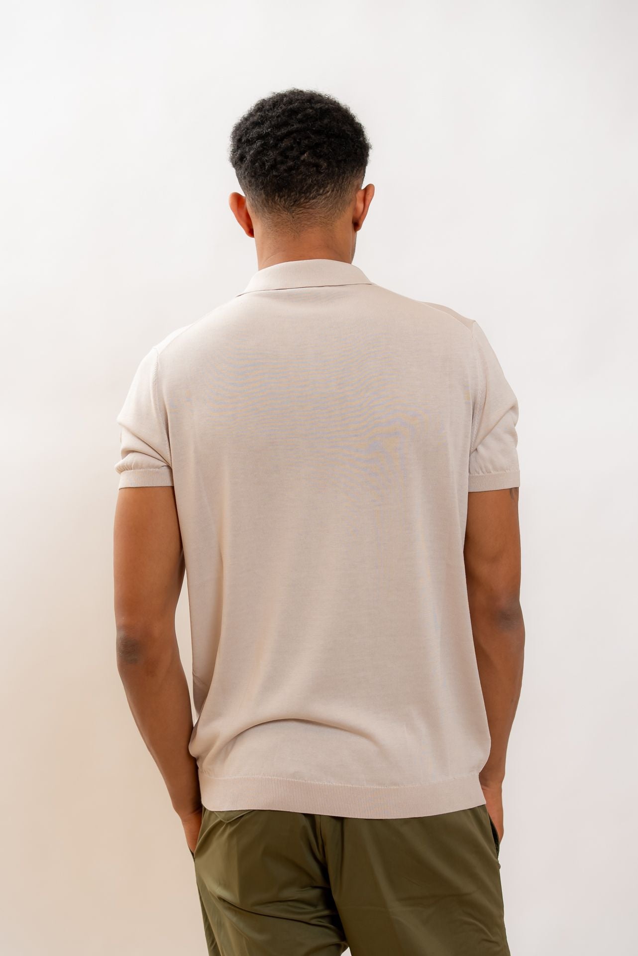 Kangra Cashmere Polo in Seta Beige, retro
