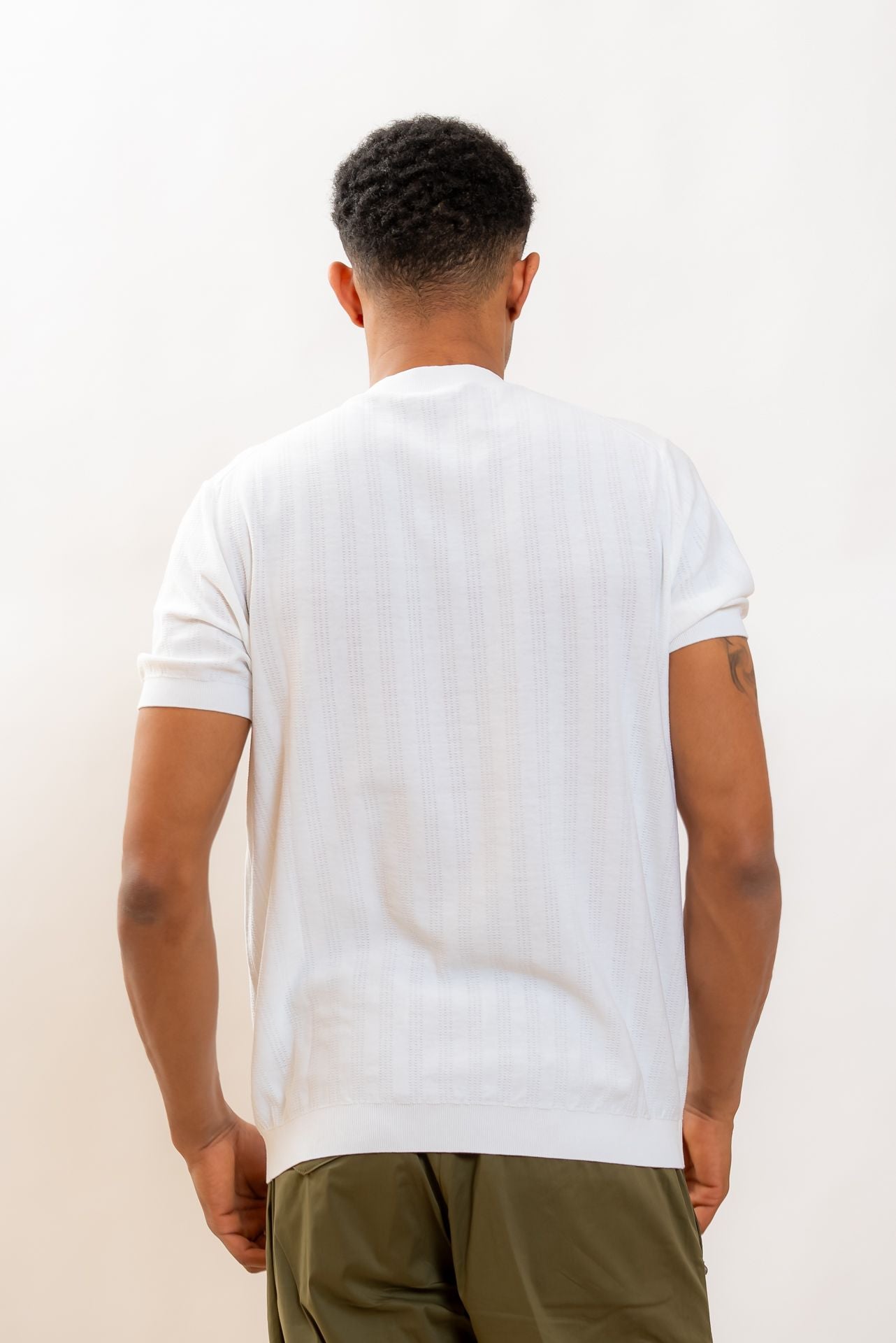 Kangra Cashmere T-shirt Bianca in Filo di Cotone Lavorato, retro