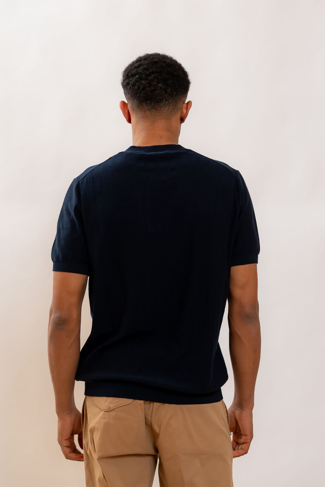 Kangra Cashmere T-shirt Blu in Filo di Cotone Lavorato, retro