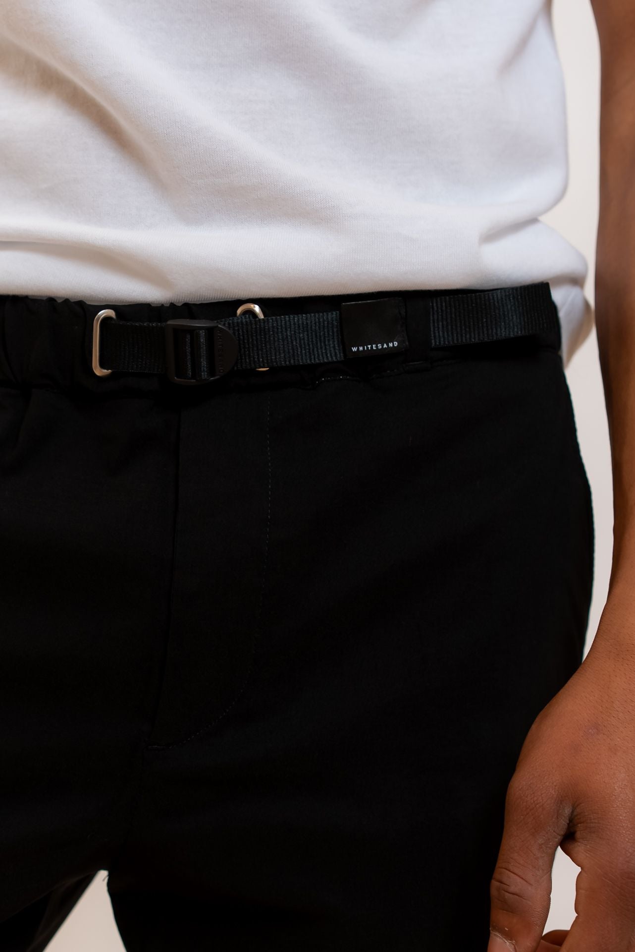 White Sand Pantalone Greg con Vita Elasticizzata Nero, dettaglio