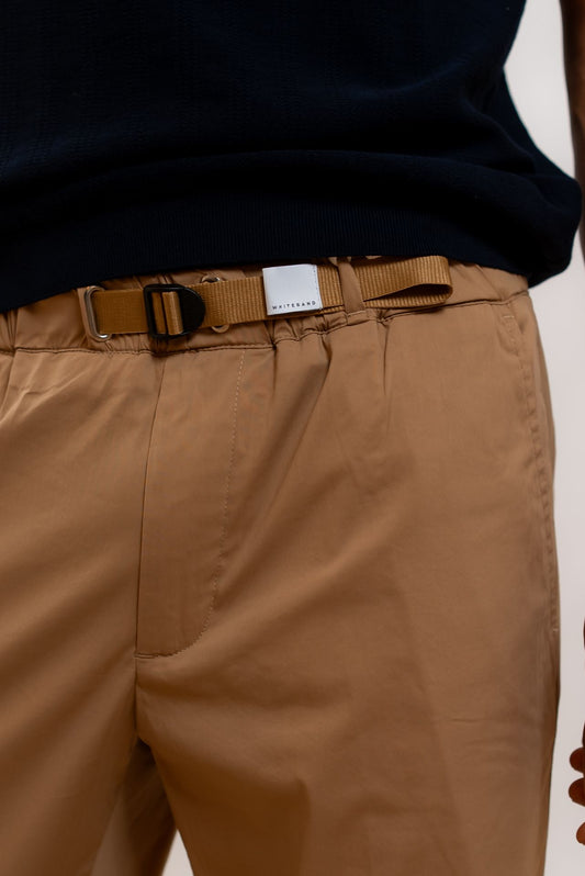 White Sand Pantalone Greg in Popeline Beige, dettaglio