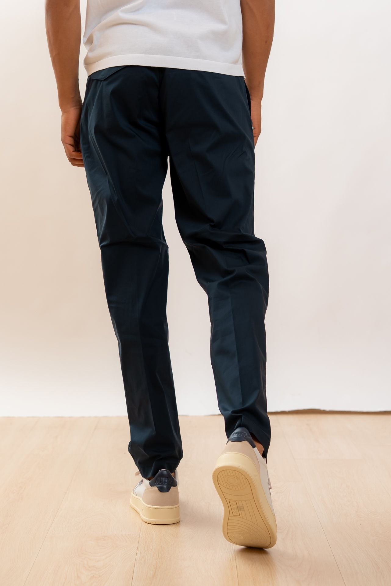 White Sand Pantalone Greg in Popeline Blu, retro