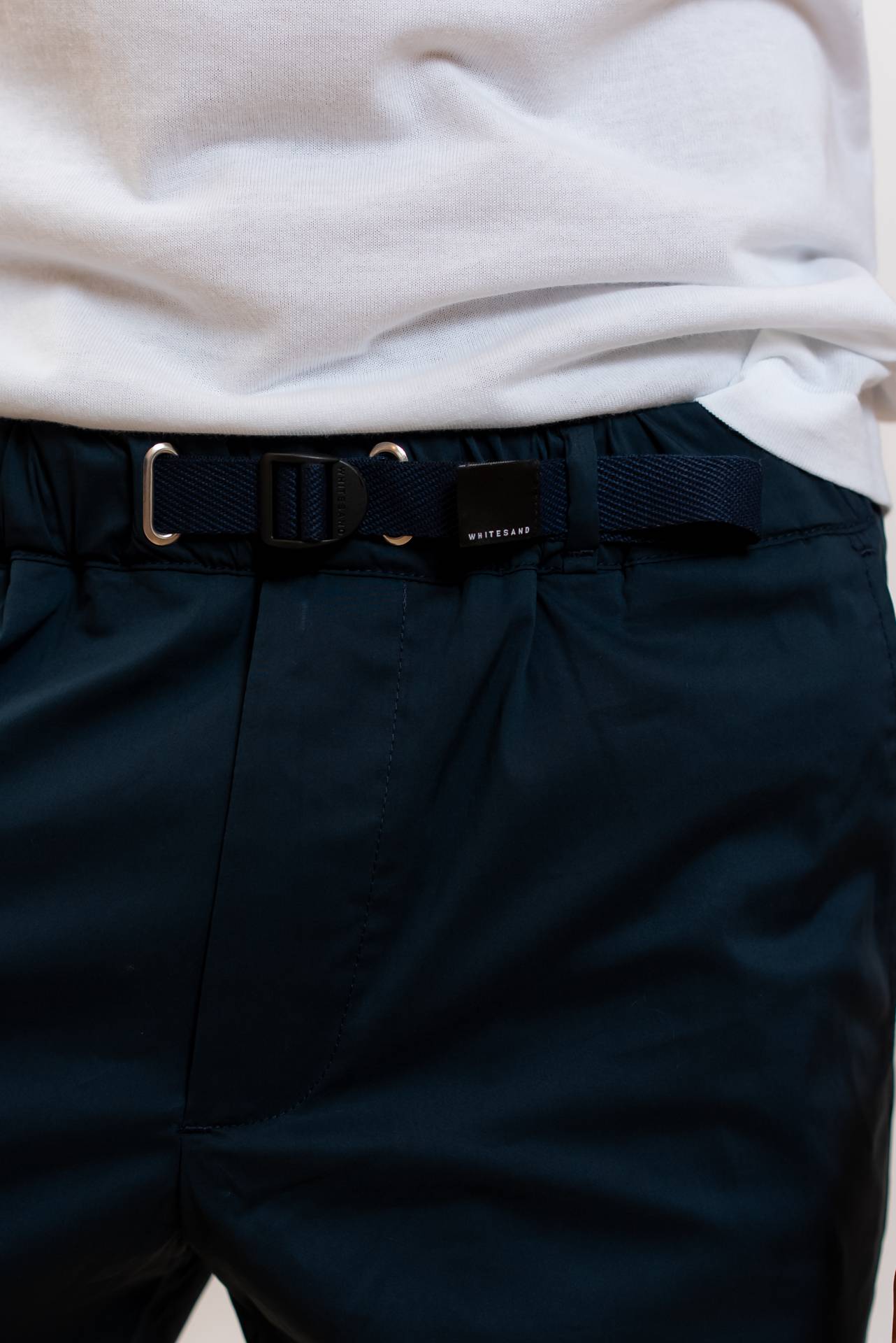 White Sand Pantalone Greg in Popeline Blu, dettaglio