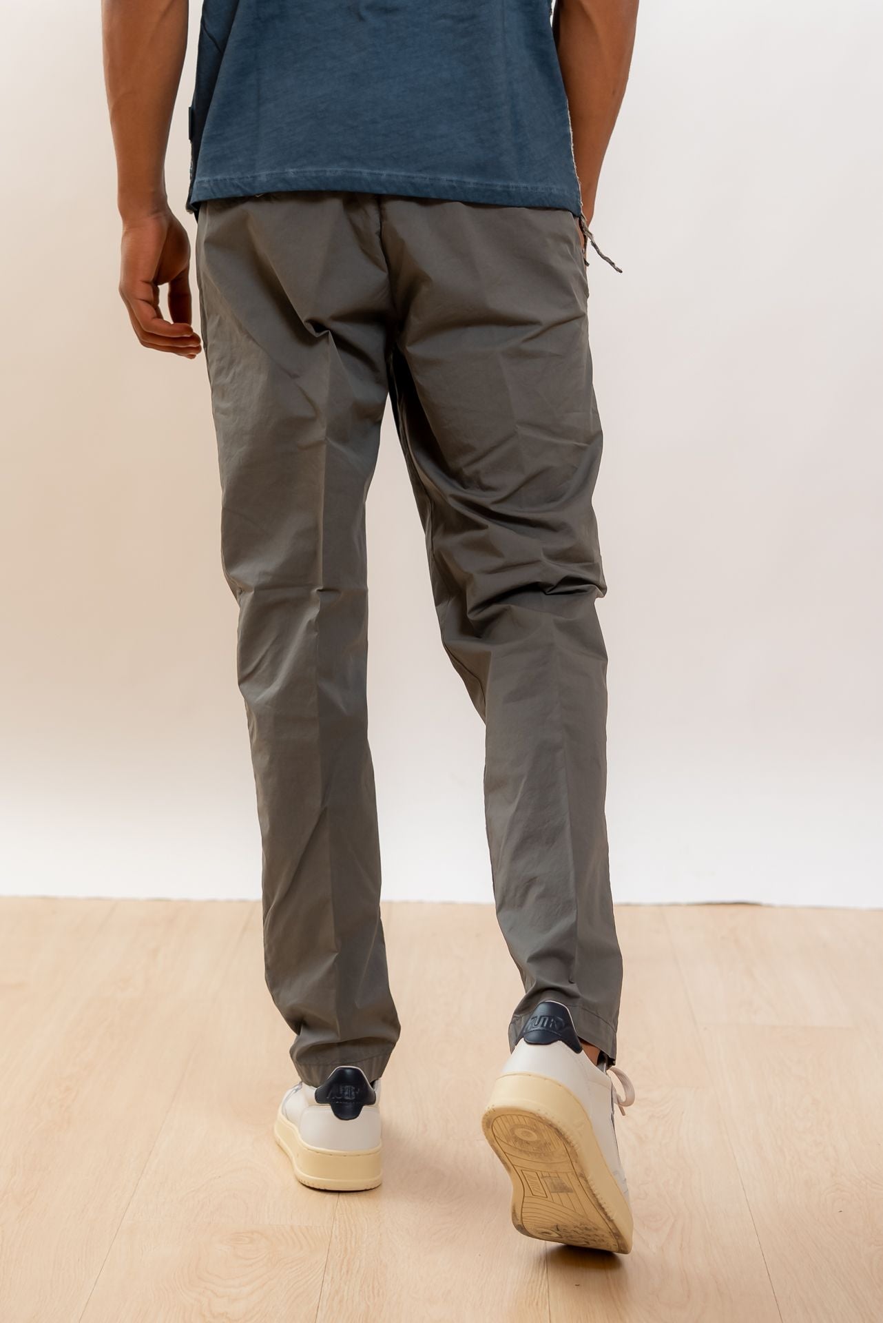 White Sand Pantalone Greg in Cotone Grigio, retro