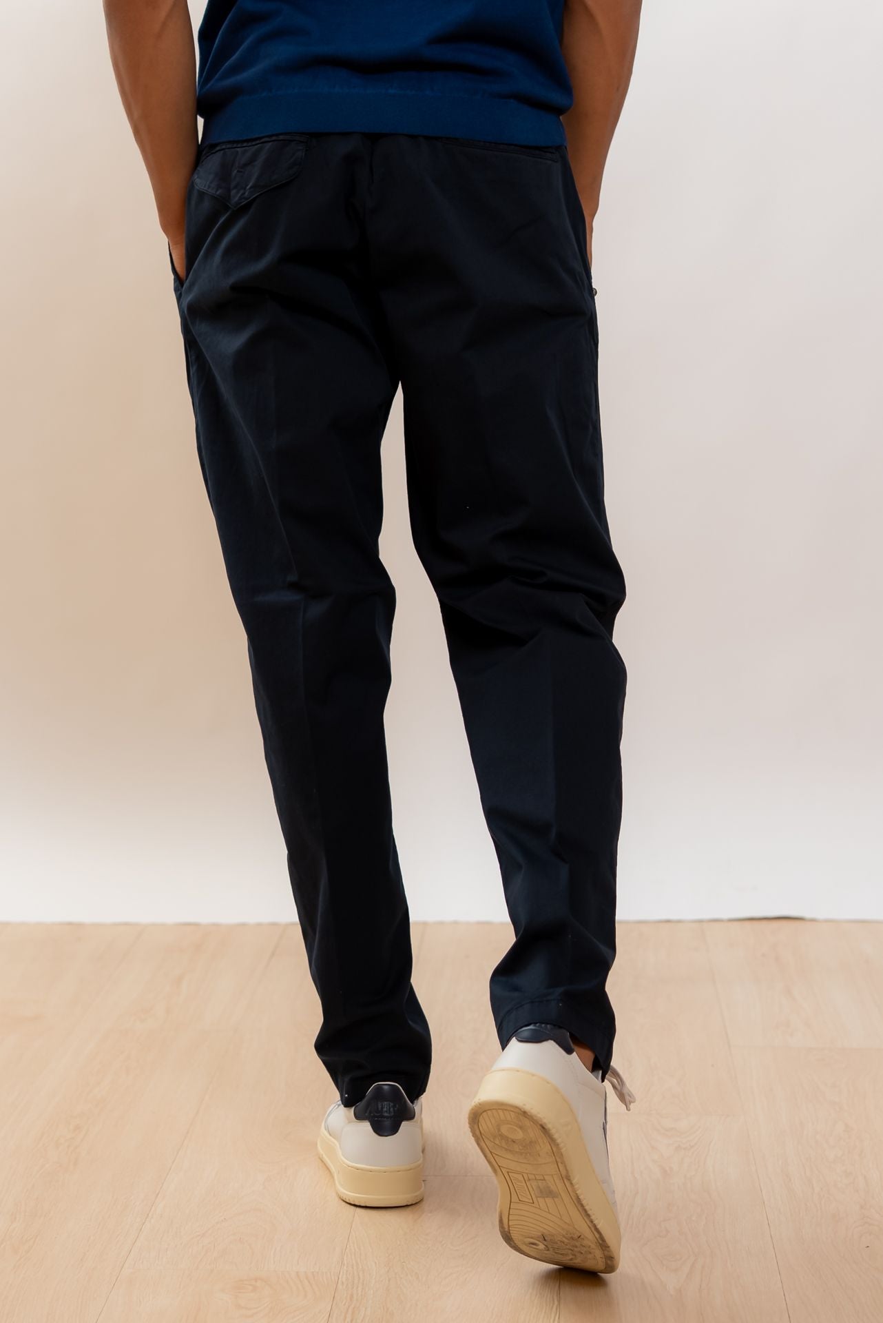 White Sand Pantalone Greg in Gabardina Blu, retro