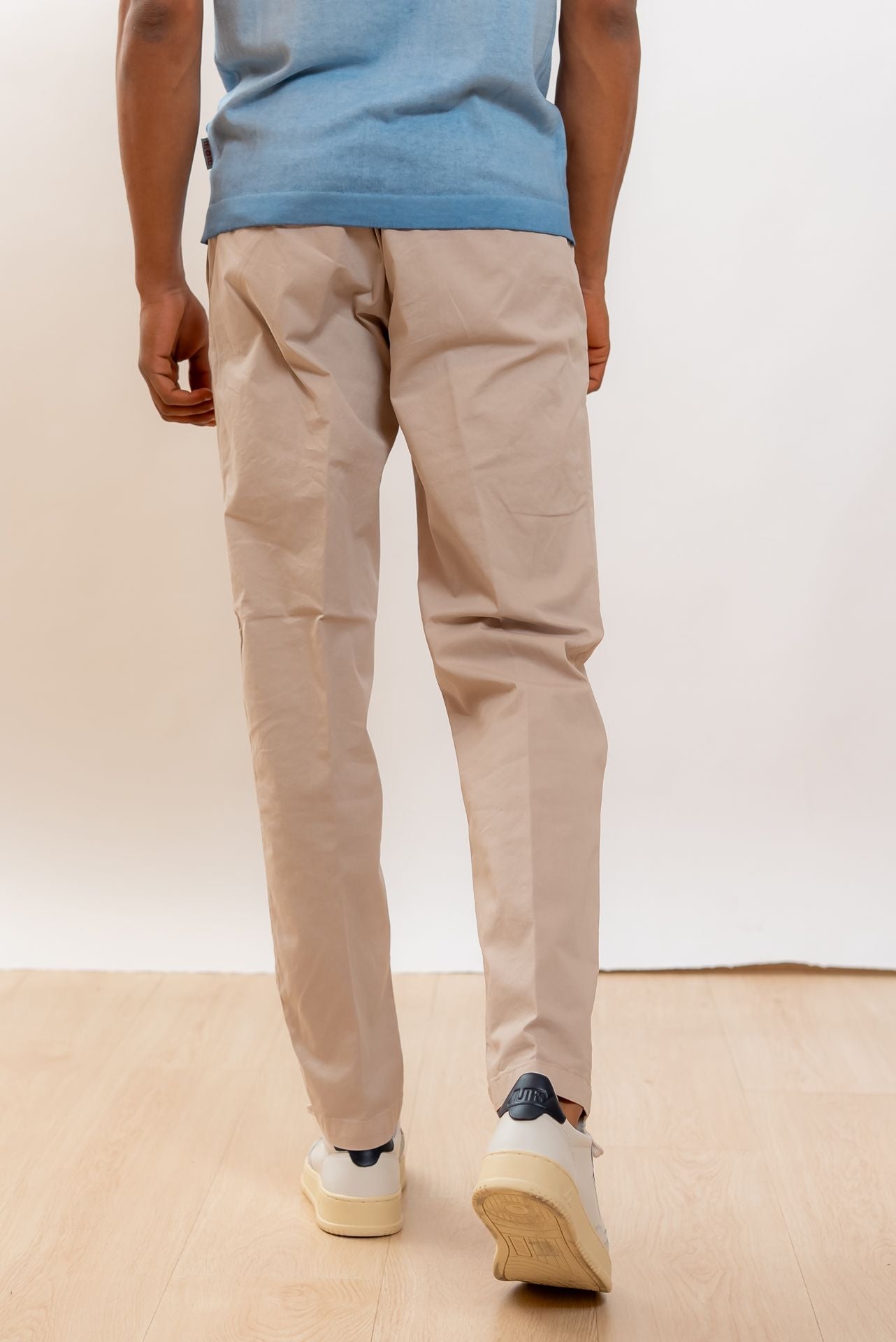 White Sand Pantalone Greg in Gabardina Beige, retro