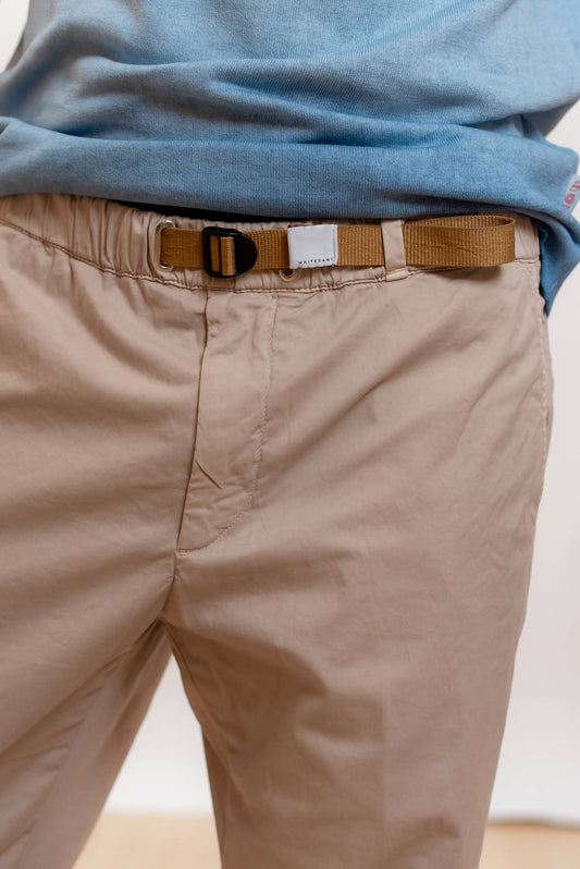 White Sand Pantalone Greg in Gabardina Beige, dettaglio