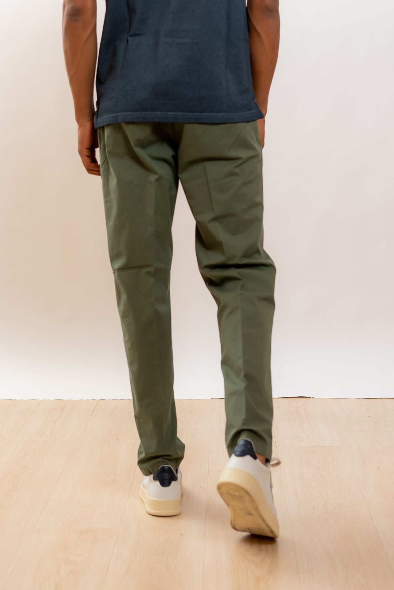 White Sand Pantalone Greg in Gabardina Verde, retro