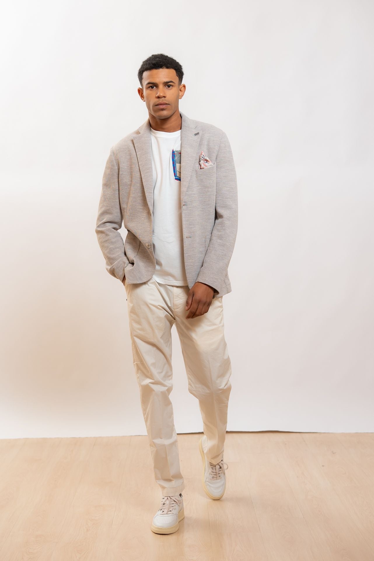 Bob Company uomo Giacca Light Monopetto Bianca e Marrone, intero