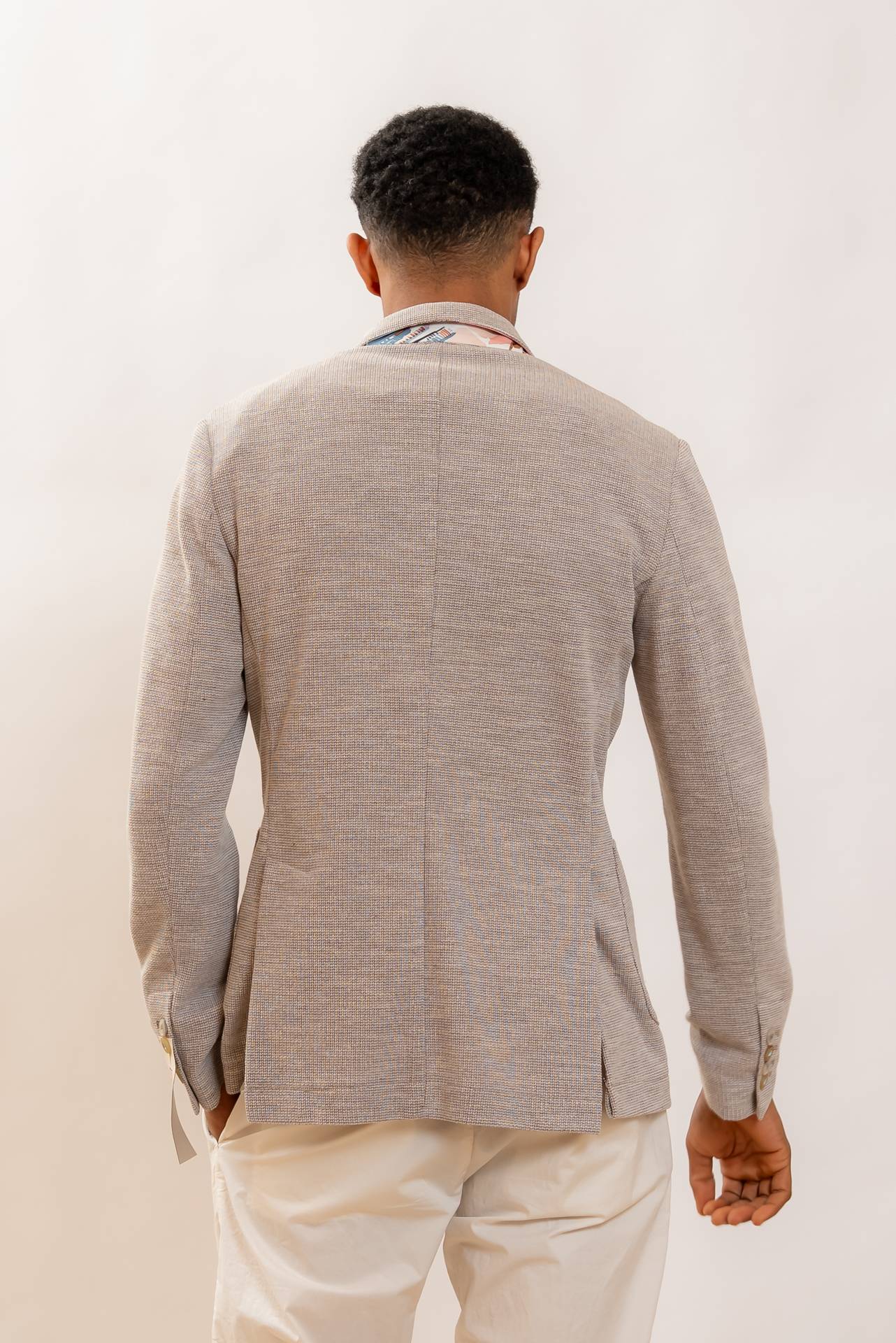 Bob Company uomo Giacca Light Monopetto Bianca e Marrone, retro