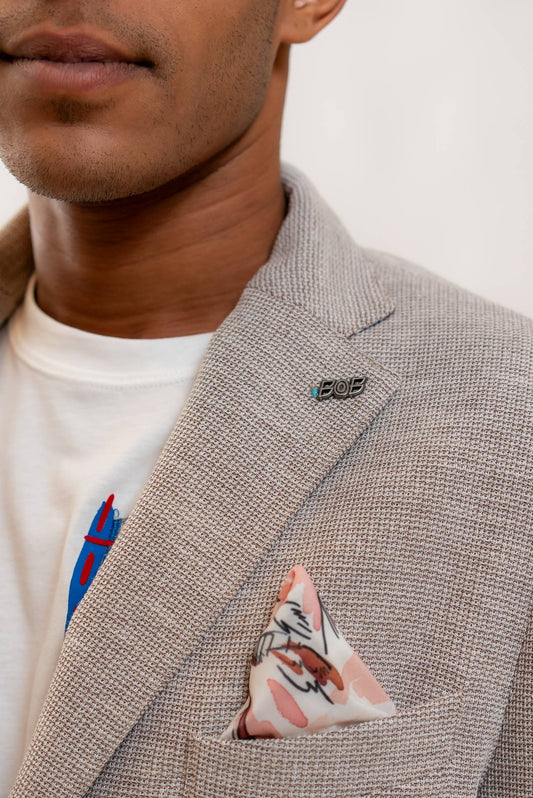 Bob Company uomo Giacca Light Monopetto Bianca e Marrone, dettaglio