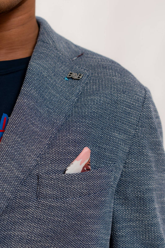 Bob Company uomo Giacca Light Monopetto Bianca e blu, dettaglio