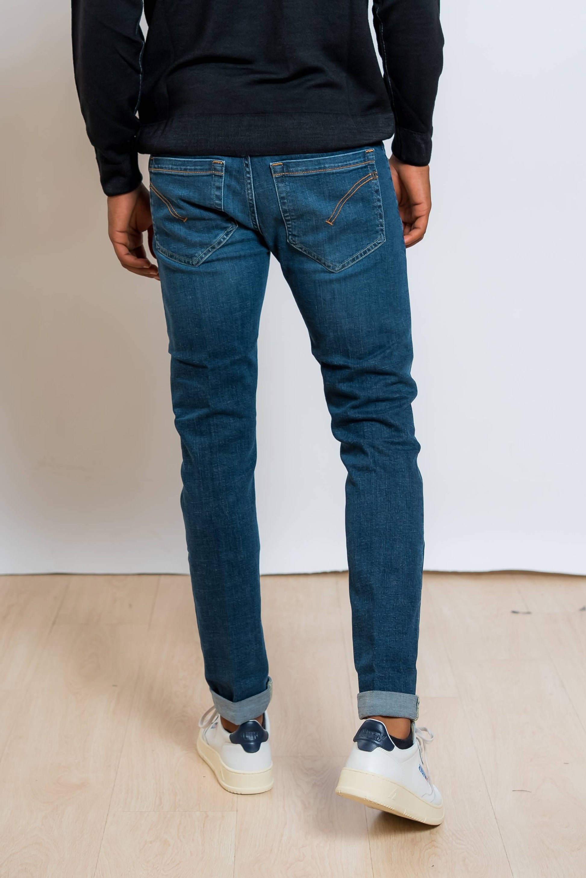 dondup jeans george skinny fit con lavaggio medio scuro - visuale posteriore