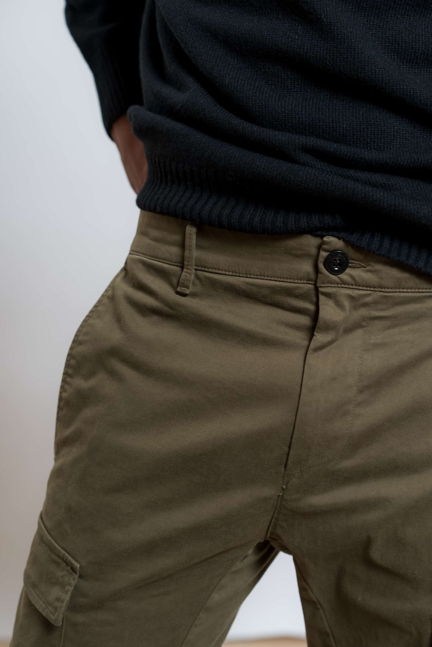 Pantalone Cargo Satin Stretch Verde