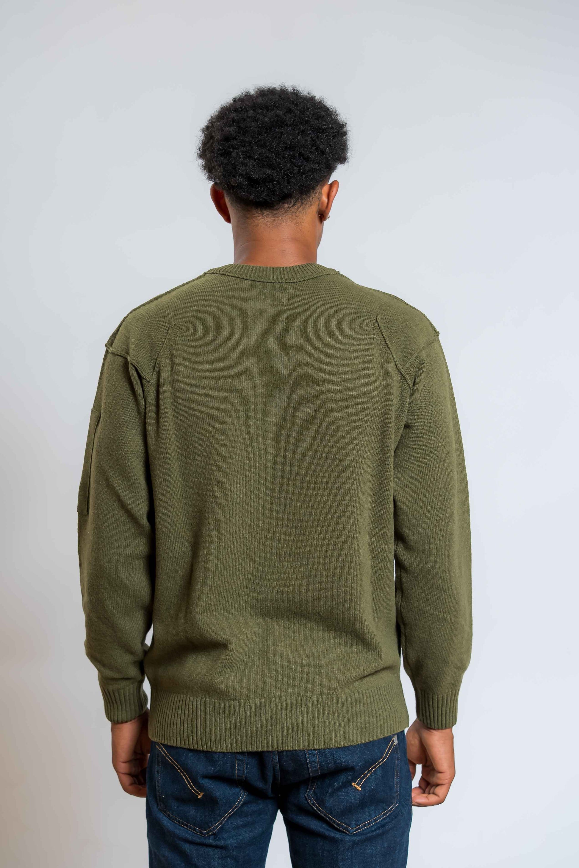 cp company maglione lamswool in lana verde - visuale posteriore