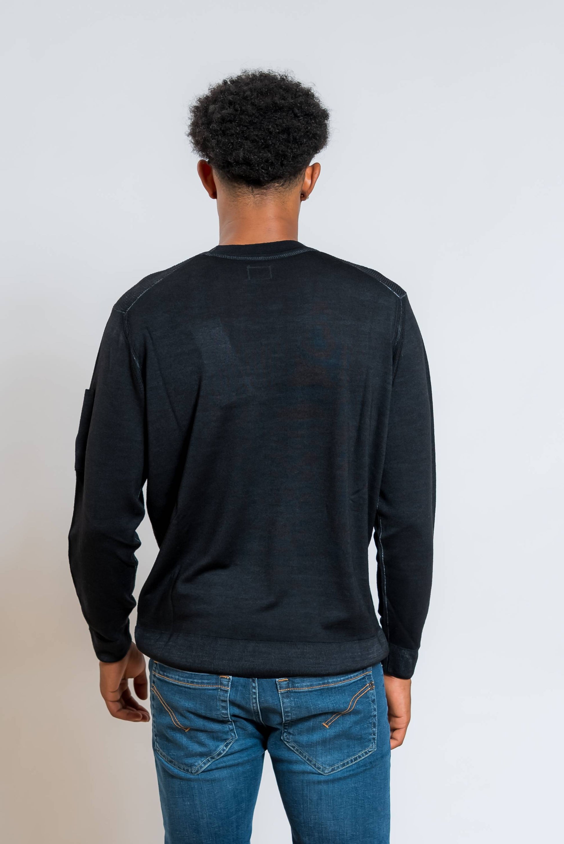 cp company maglia merinos fast dyed in lana blu - visuale posteriore