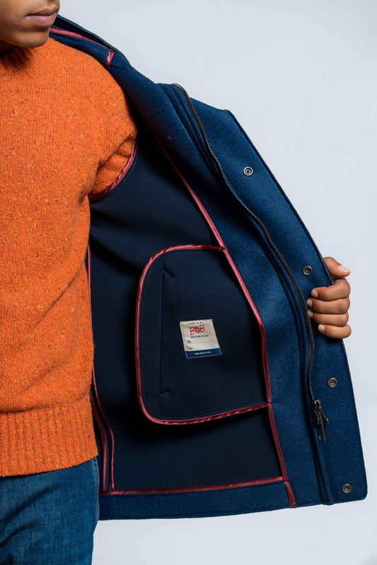 Cappotto Wick Monopetto in Neoprene Blu